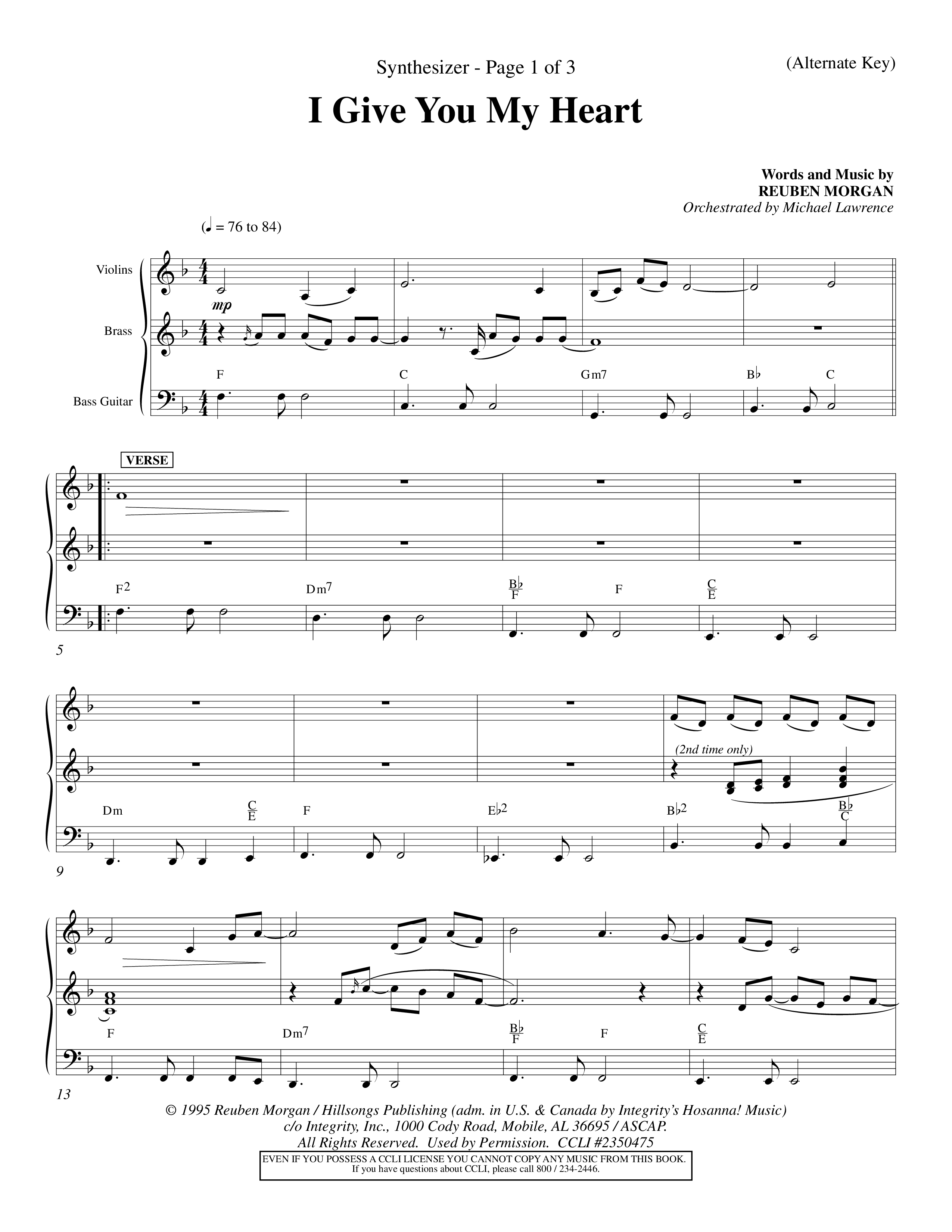 I Give You My Heart (Choral Anthem SATB) Synth (Word Music Choral / Orch. Michael Lawrence)