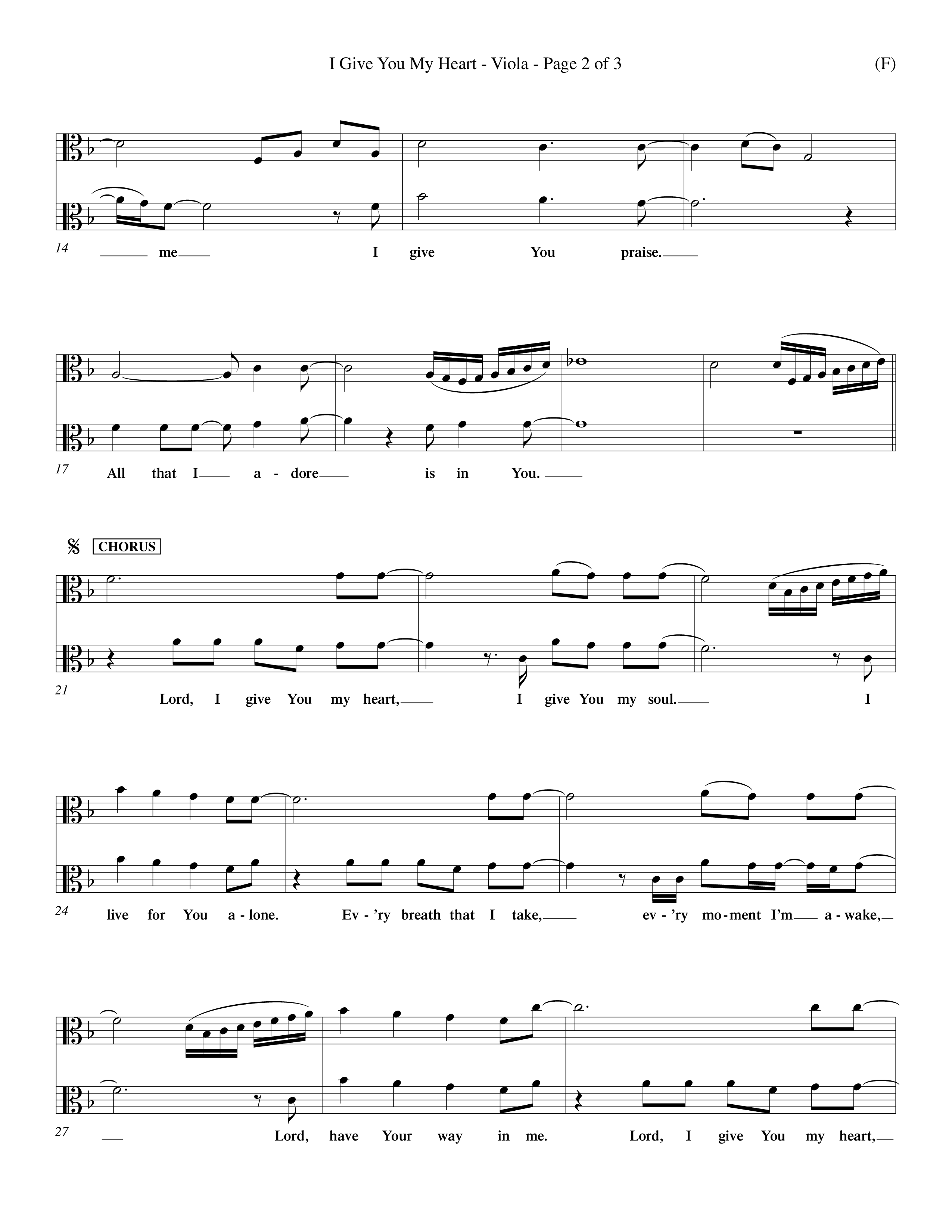 I Give You My Heart (Choral Anthem SATB) Viola (Word Music Choral / Orch. Michael Lawrence)