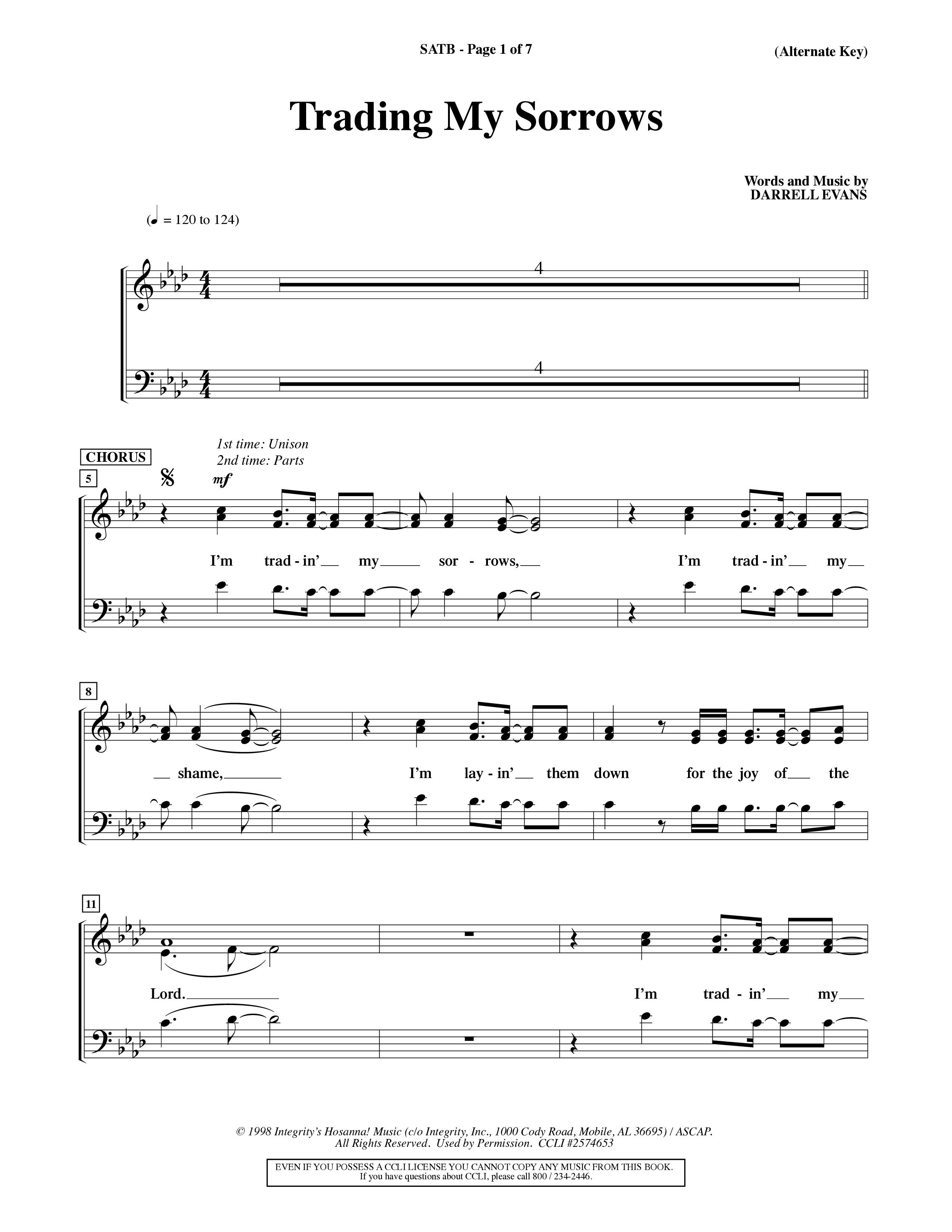 Trading My Sorrows (Choral Anthem SATB) Choir Sheet (SATB) (Word Music Choral / Orch. Tim Cates / Orch. Keith Christopher)