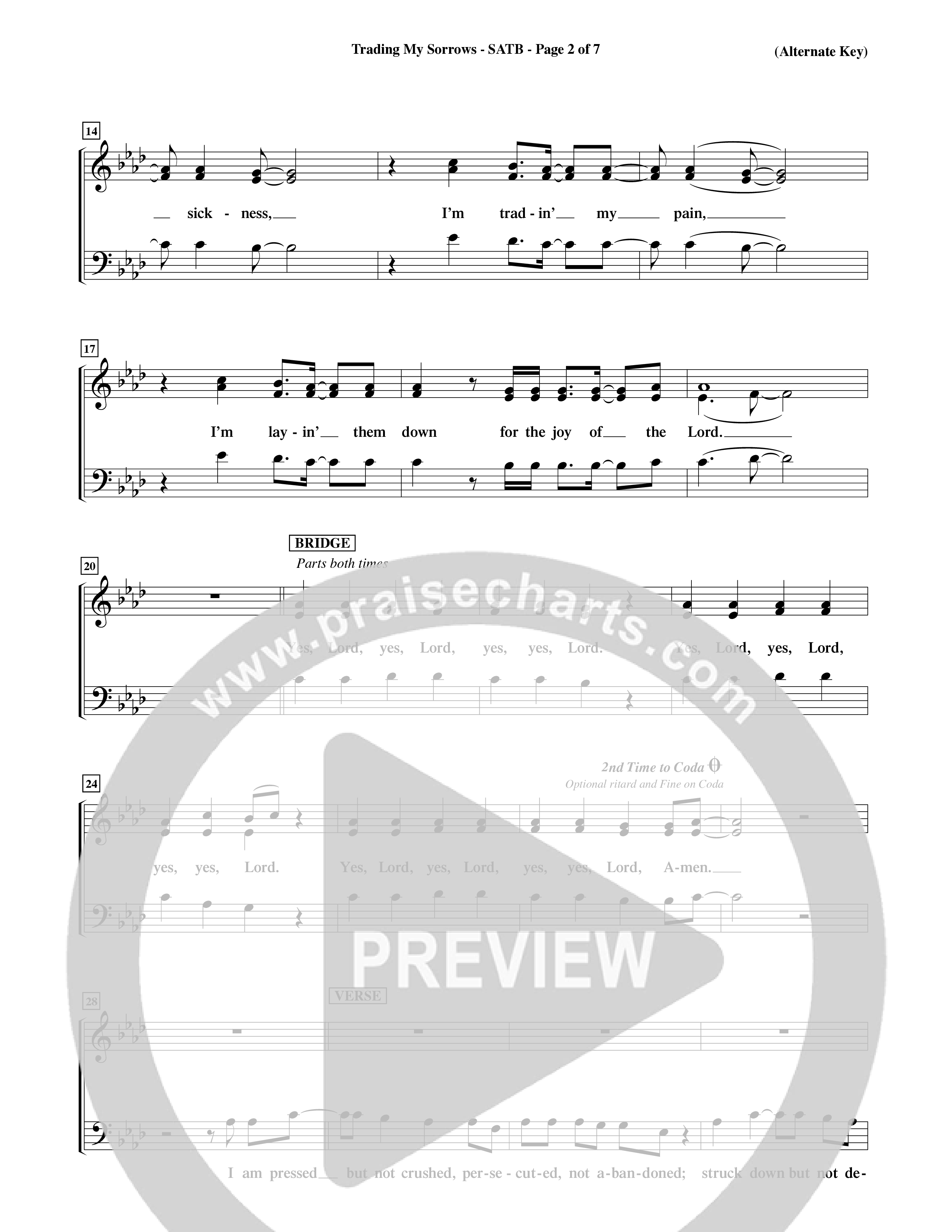 Trading My Sorrows (Choral Anthem SATB) Choir Sheet (SATB) (Word Music Choral / Orch. Tim Cates / Orch. Keith Christopher)