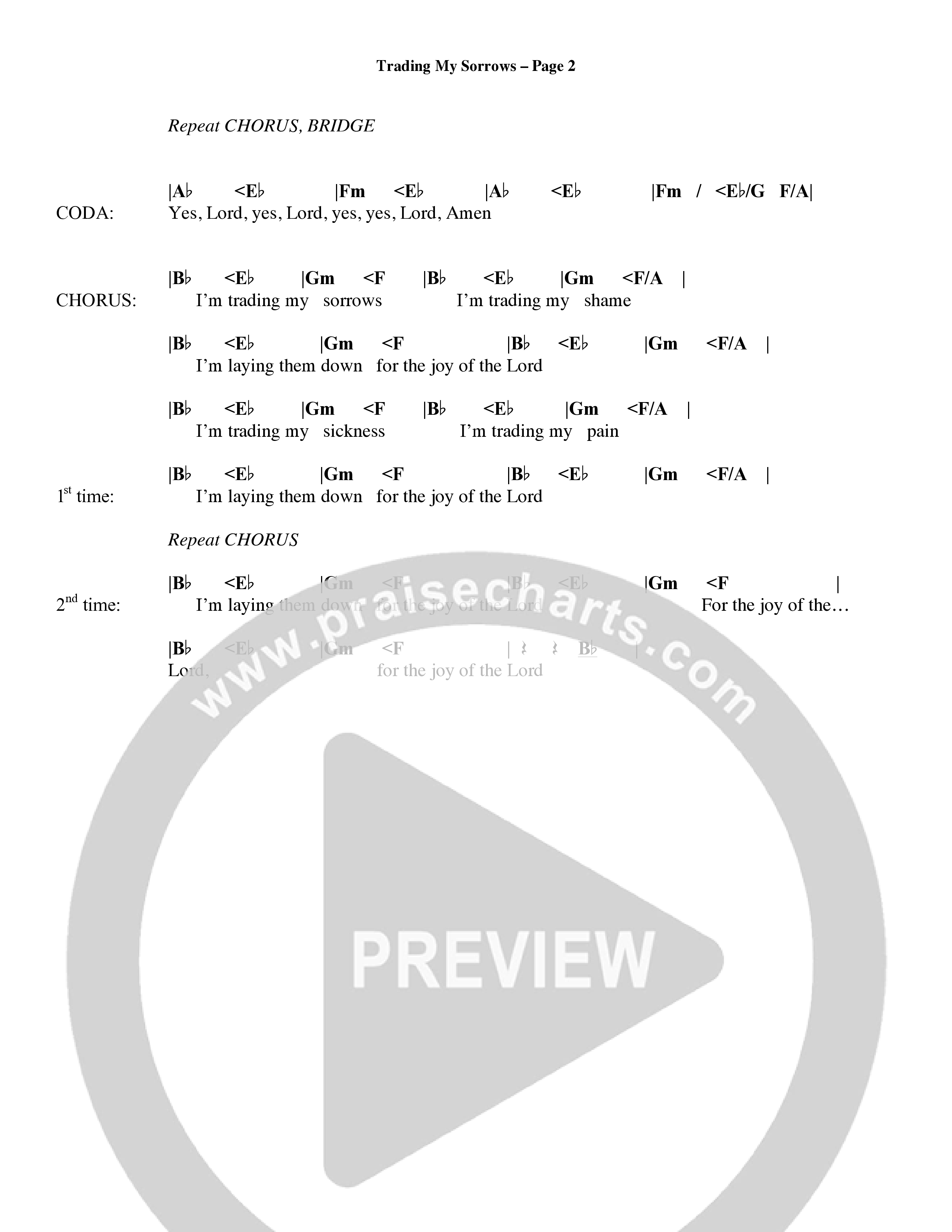 Trading My Sorrows (Choral Anthem SATB) Chords & Lyrics (Word Music Choral / Orch. Tim Cates / Orch. Keith Christopher)
