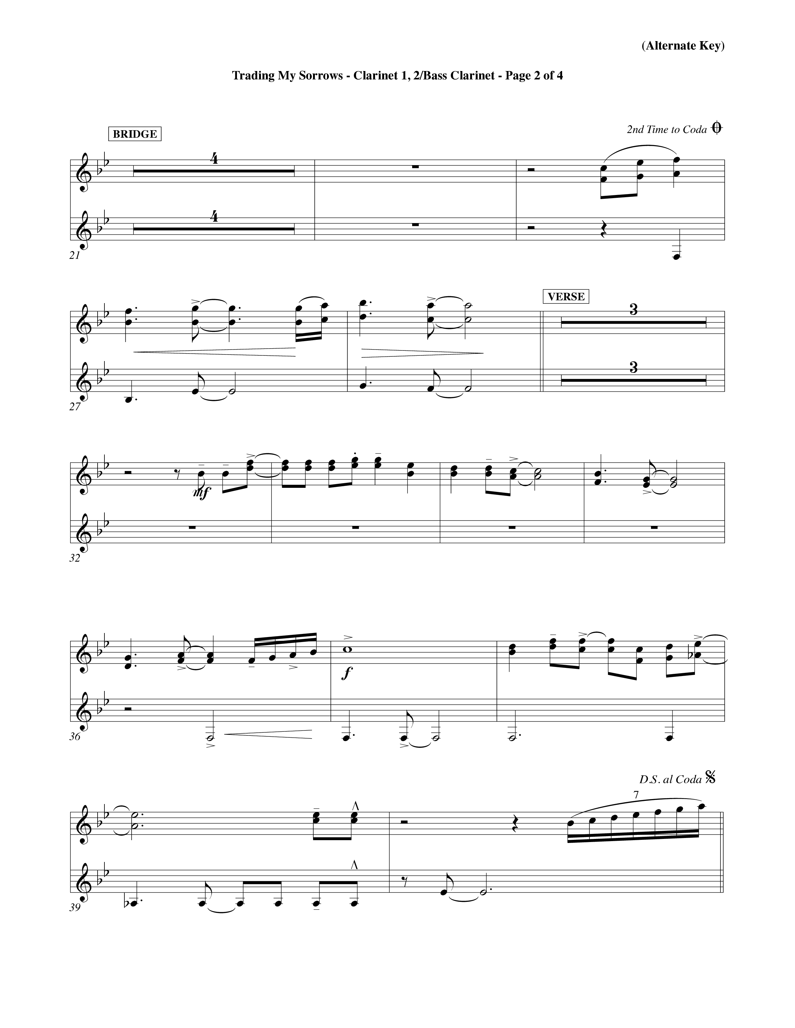 Trading My Sorrows (Choral Anthem SATB) Clarinet 1/2, Bass Clarinet (Word Music Choral / Orch. Tim Cates / Orch. Keith Christopher)