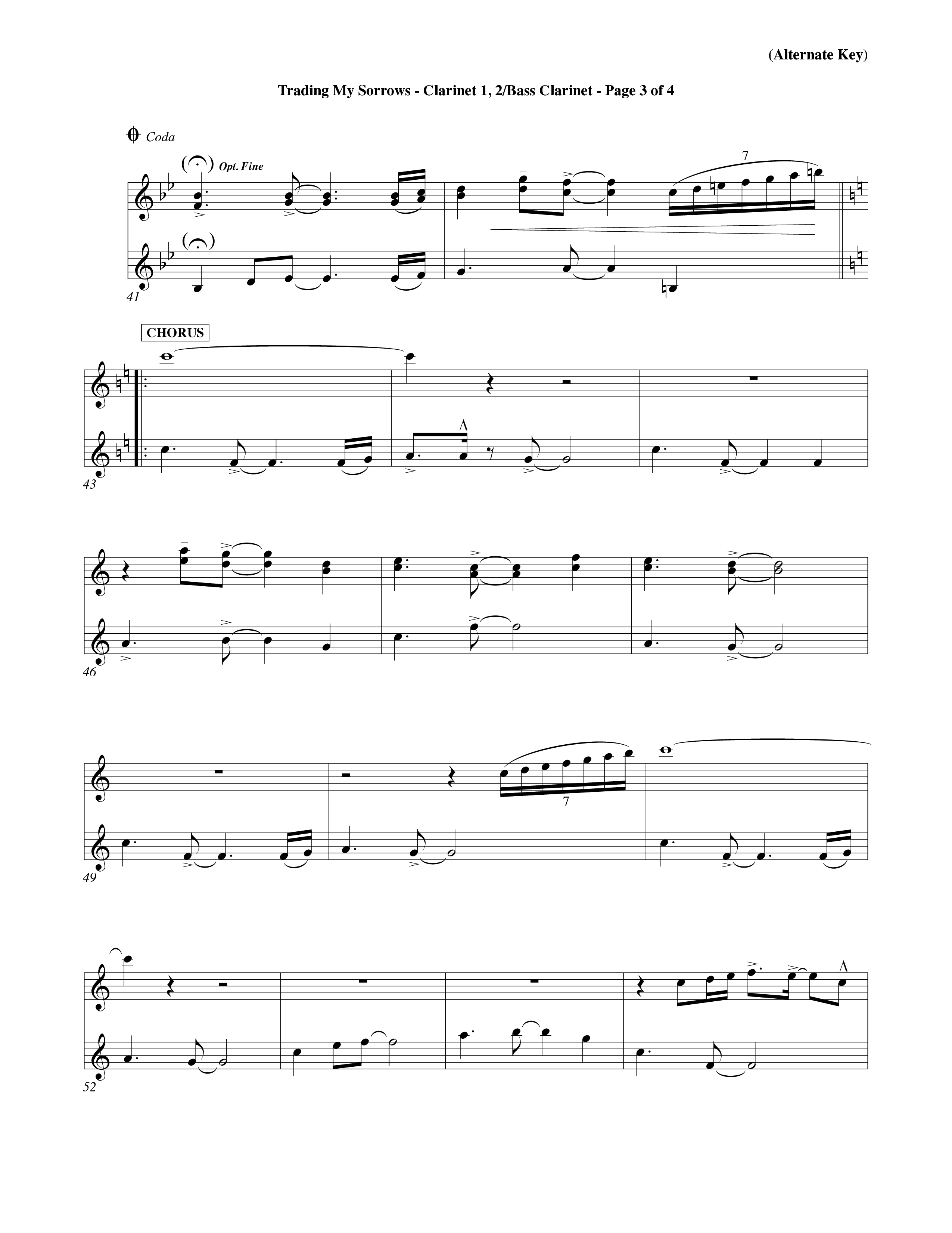 Trading My Sorrows (Choral Anthem SATB) Clarinet 1/2, Bass Clarinet (Word Music Choral / Orch. Tim Cates / Orch. Keith Christopher)