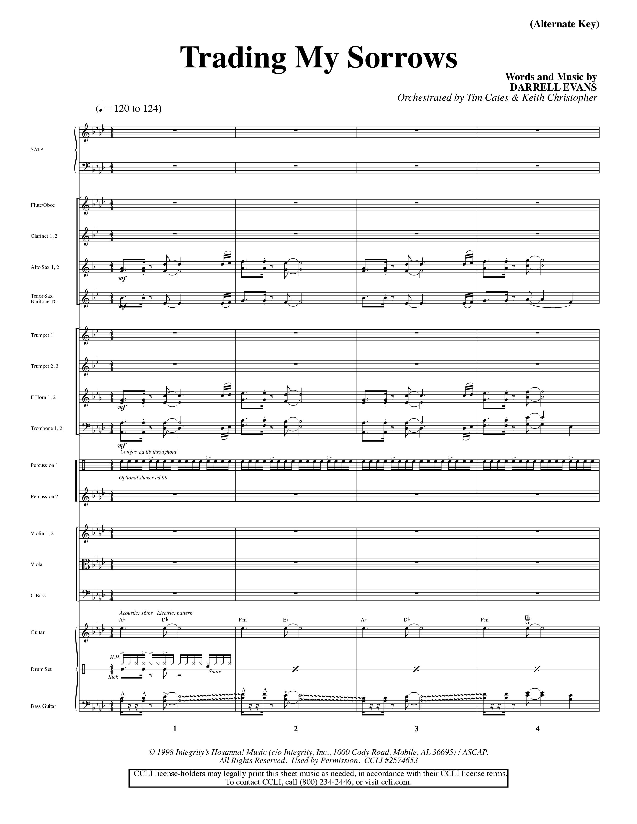 Trading My Sorrows (Choral Anthem SATB) Conductor's Score (Word Music Choral / Orch. Tim Cates / Orch. Keith Christopher)