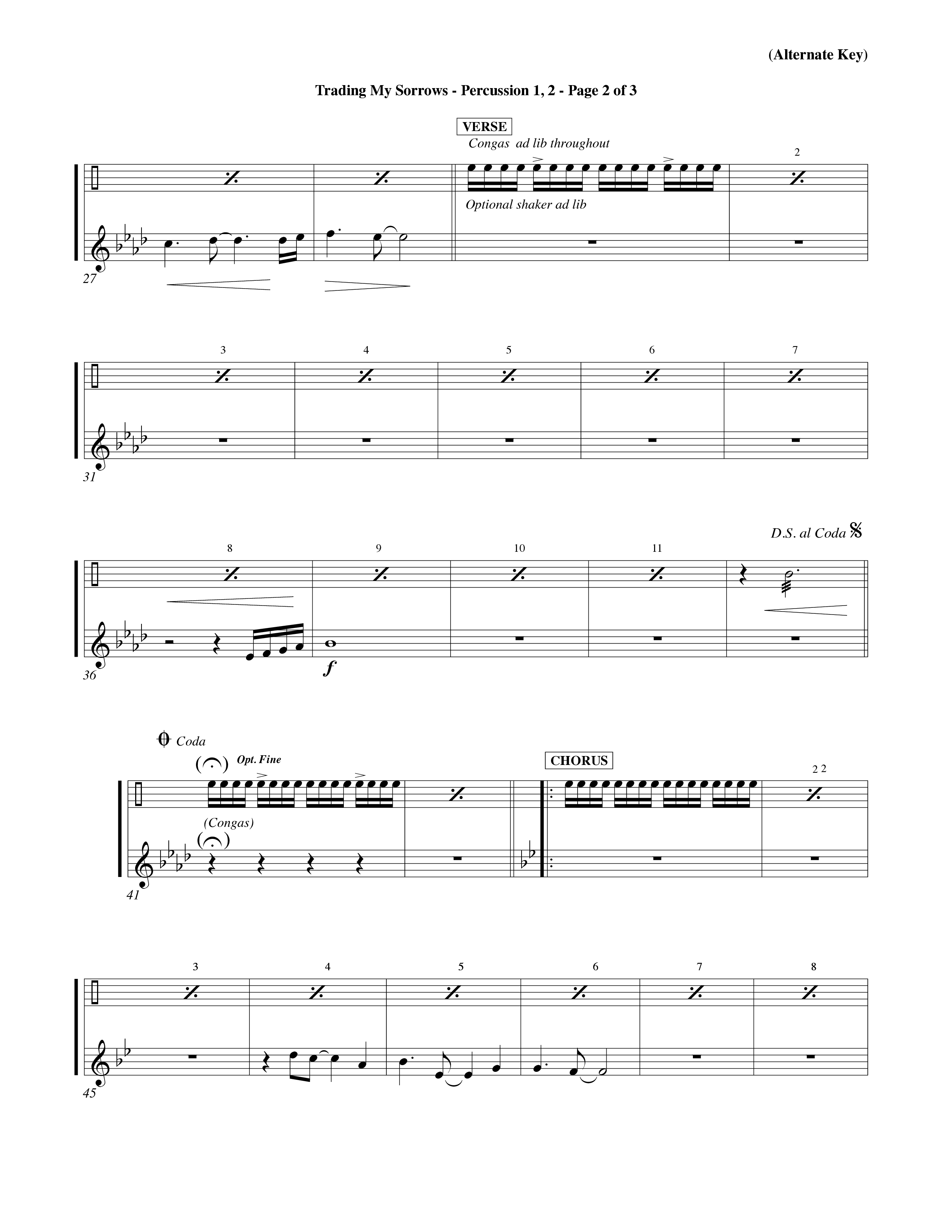 Trading My Sorrows (Choral Anthem SATB) Percussion 1/2 (Word Music Choral / Orch. Tim Cates / Orch. Keith Christopher)
