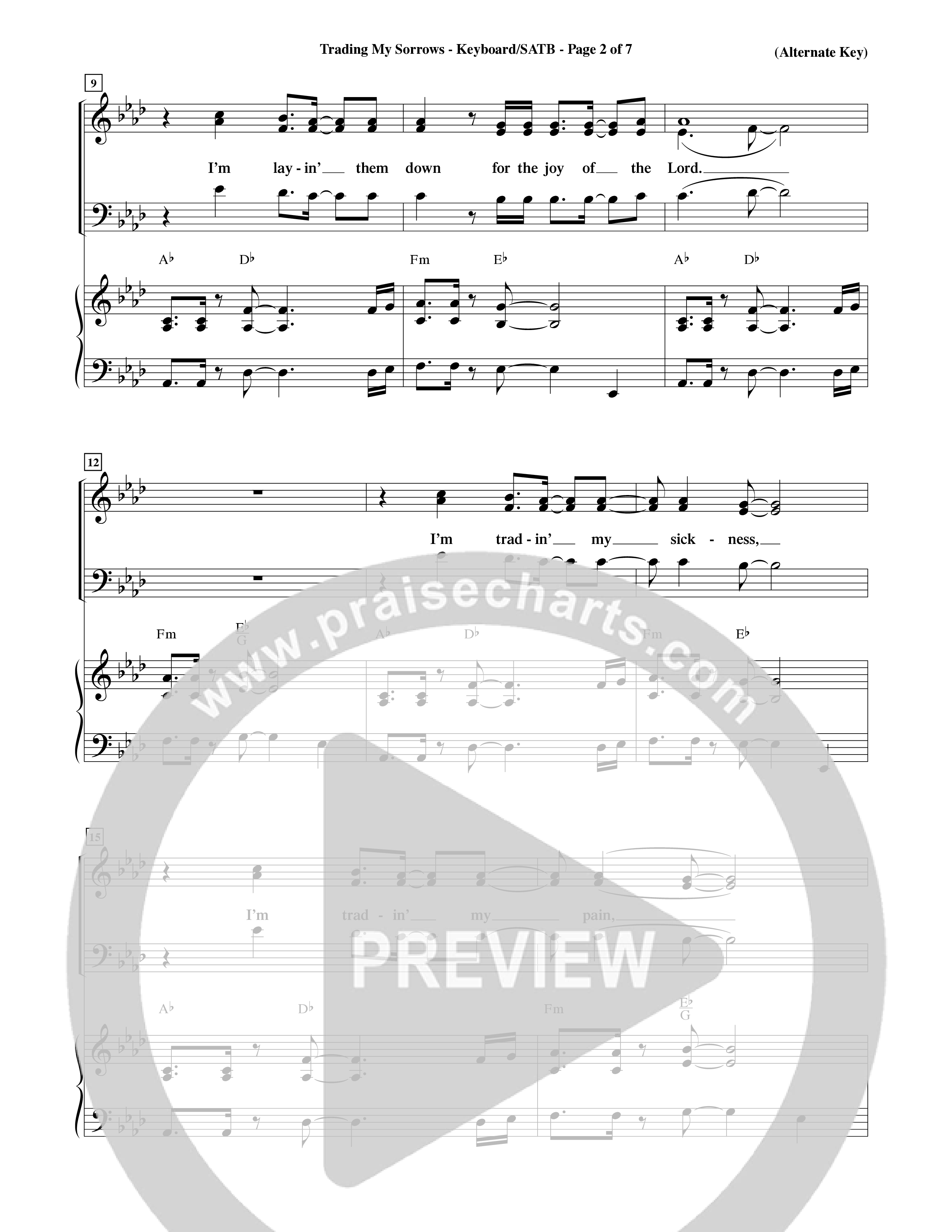 Trading My Sorrows (Choral Anthem SATB) Keyboard/Vocal (SATB) (Word Music Choral / Orch. Tim Cates / Orch. Keith Christopher)