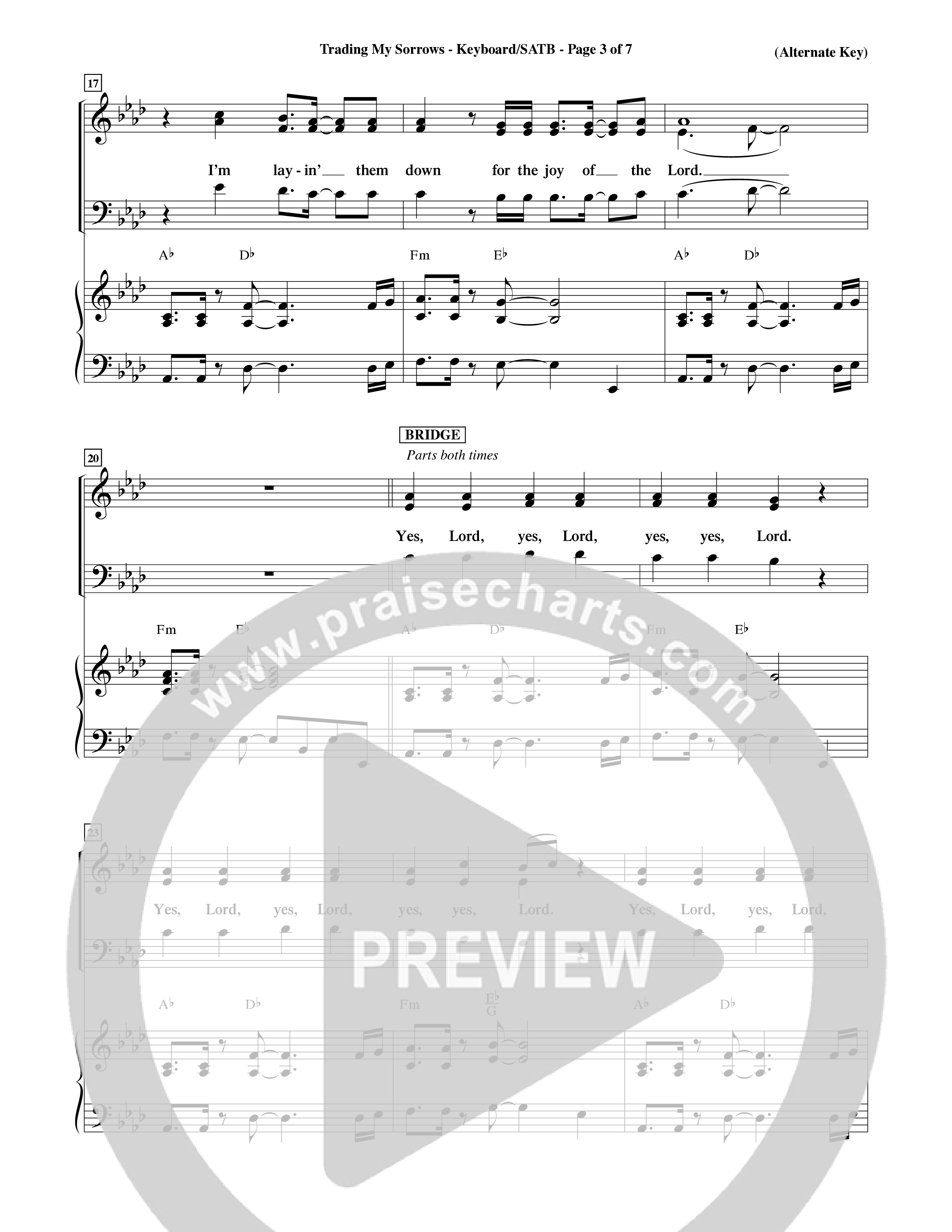 Trading My Sorrows (Choral Anthem SATB) Keyboard/Vocal (SATB) (Word Music Choral / Orch. Tim Cates / Orch. Keith Christopher)