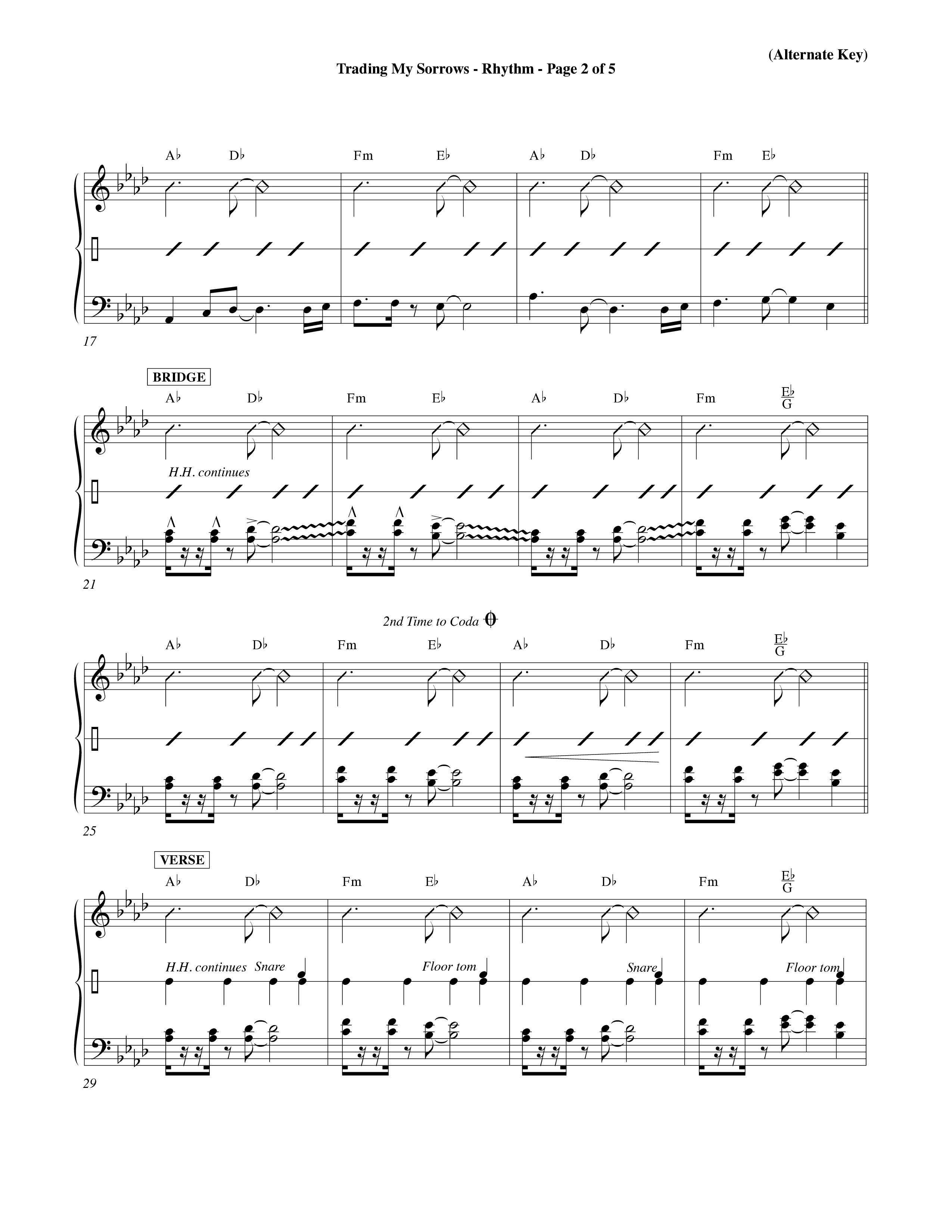 Trading My Sorrows (Choral Anthem SATB) Rhythm Chart (Word Music Choral / Orch. Tim Cates / Orch. Keith Christopher)