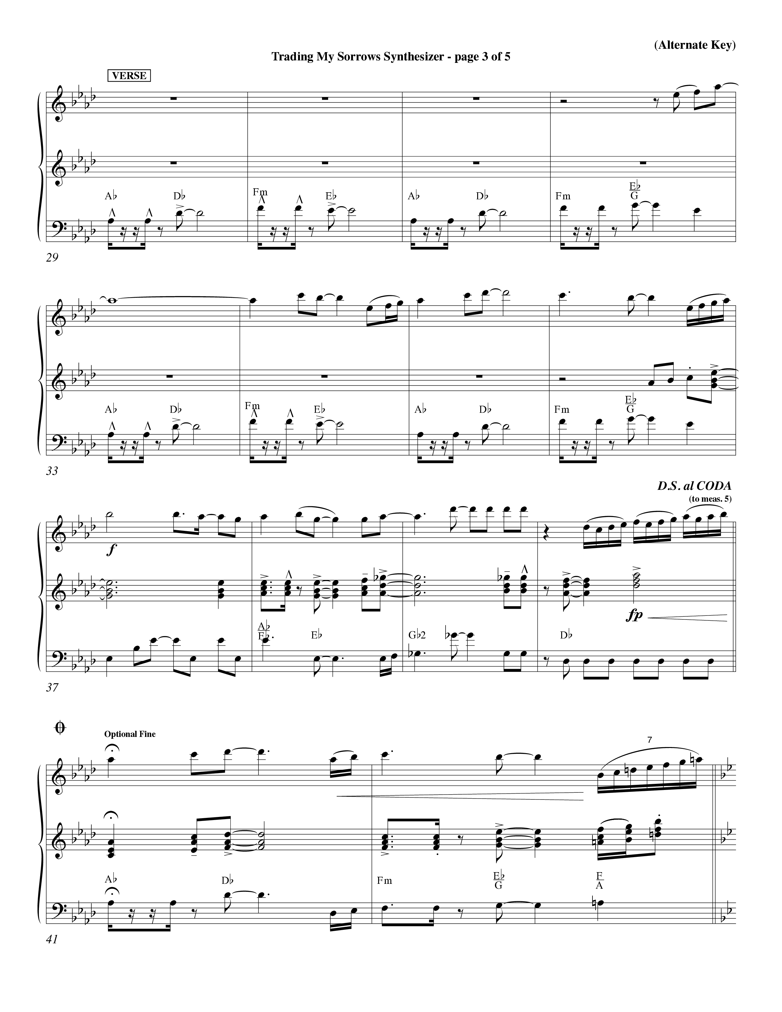 Trading My Sorrows (Choral Anthem SATB) Synth (Word Music Choral / Orch. Tim Cates / Orch. Keith Christopher)
