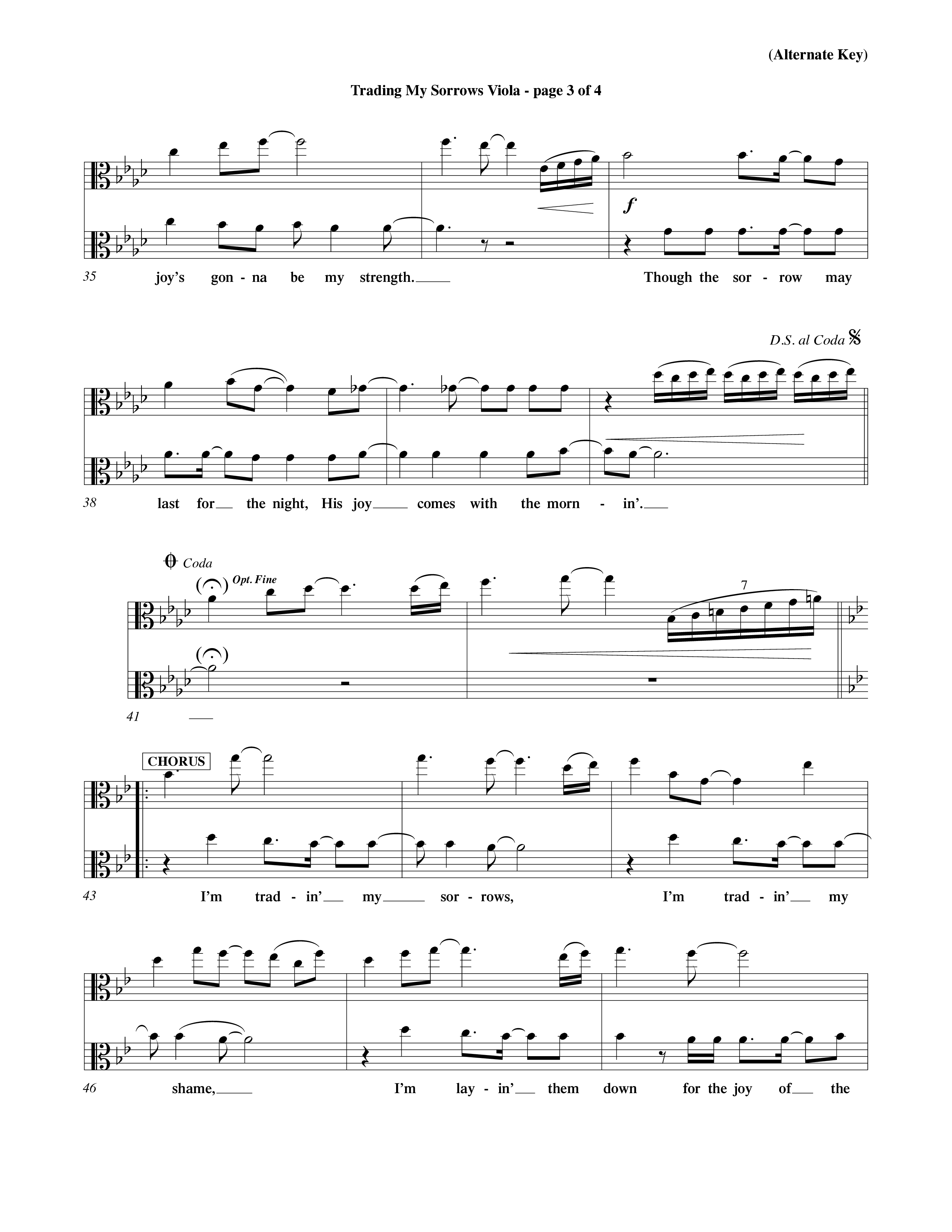 Trading My Sorrows (Choral Anthem SATB) Viola (Word Music Choral / Orch. Tim Cates / Orch. Keith Christopher)