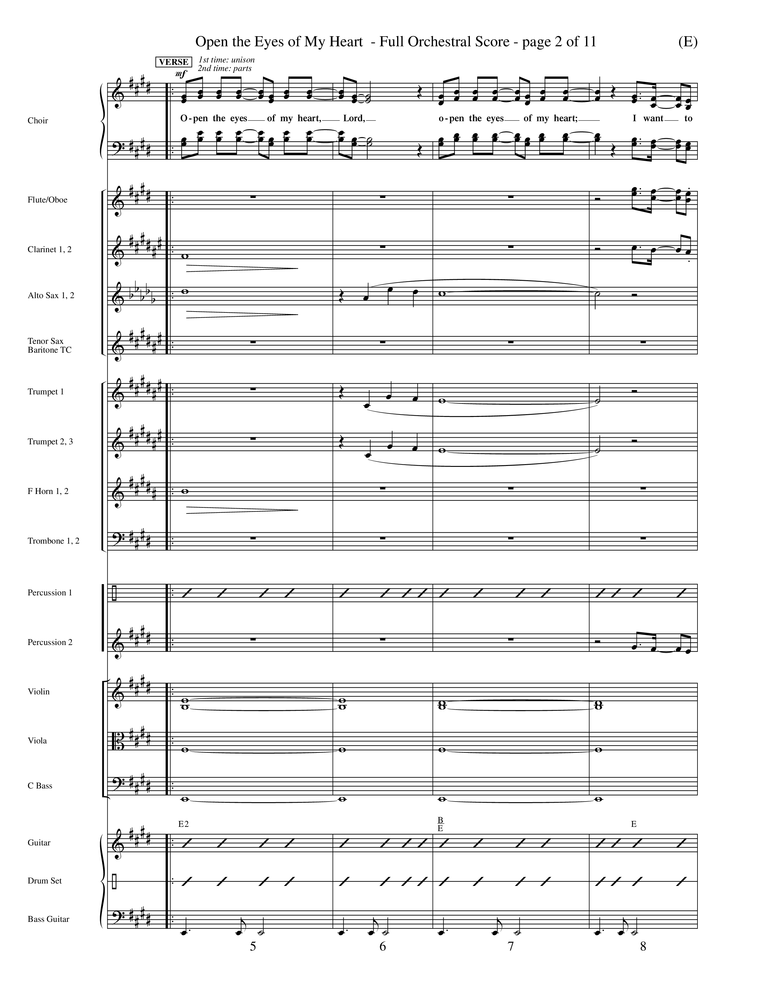 Open The Eyes Of My Heart (Choral Anthem SATB) Conductor's Score (Word Music Choral / Orch. Billy Payne)