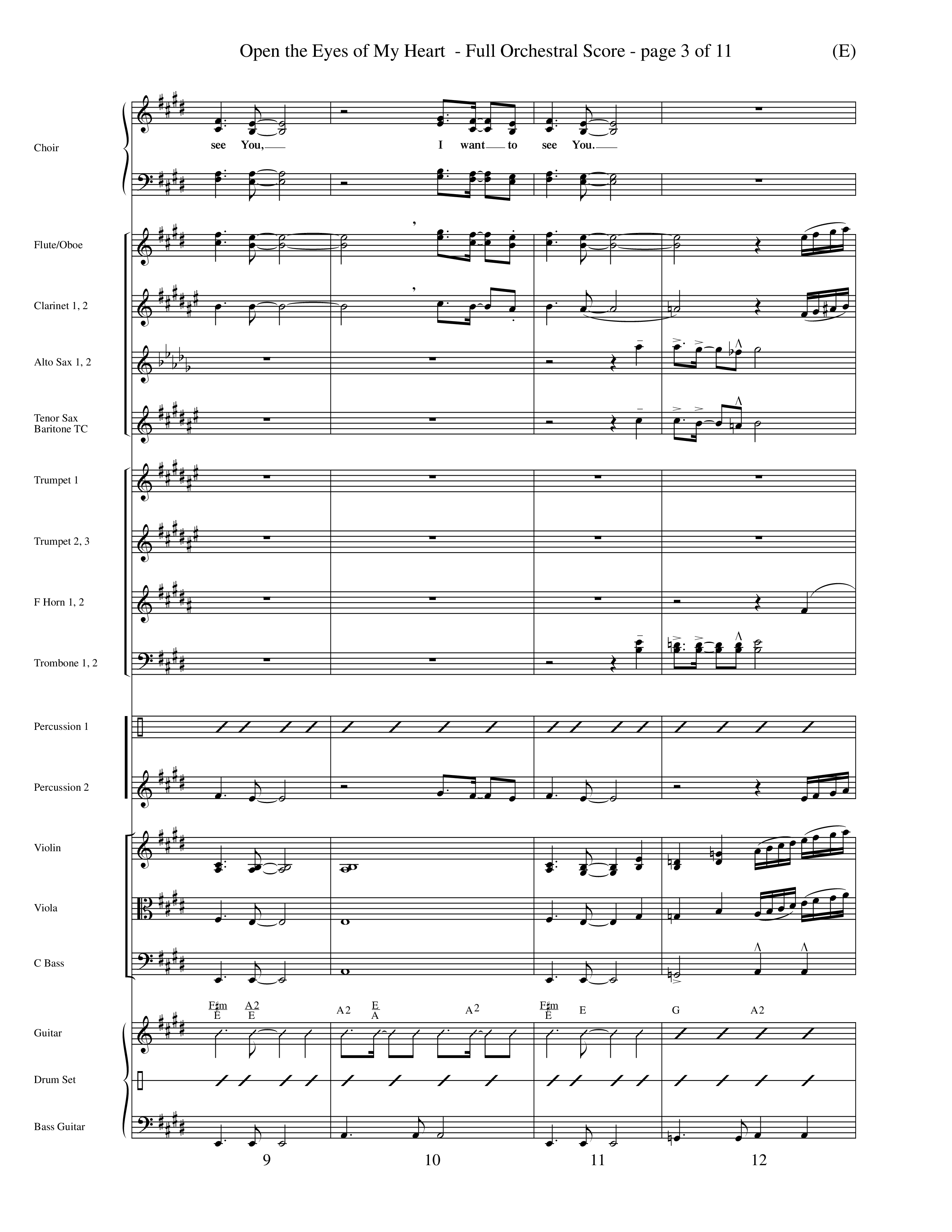 Open The Eyes Of My Heart (Choral Anthem SATB) Conductor's Score (Word Music Choral / Orch. Billy Payne)