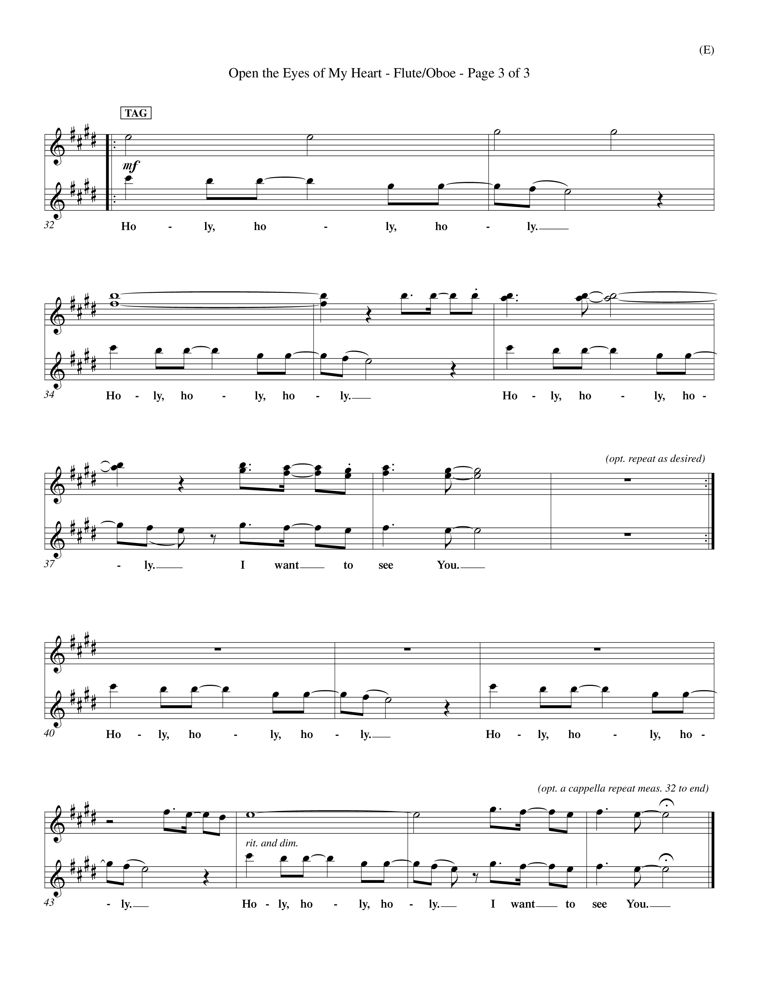 Open The Eyes Of My Heart (Choral Anthem SATB) Flute/Oboe (Word Music Choral / Orch. Billy Payne)