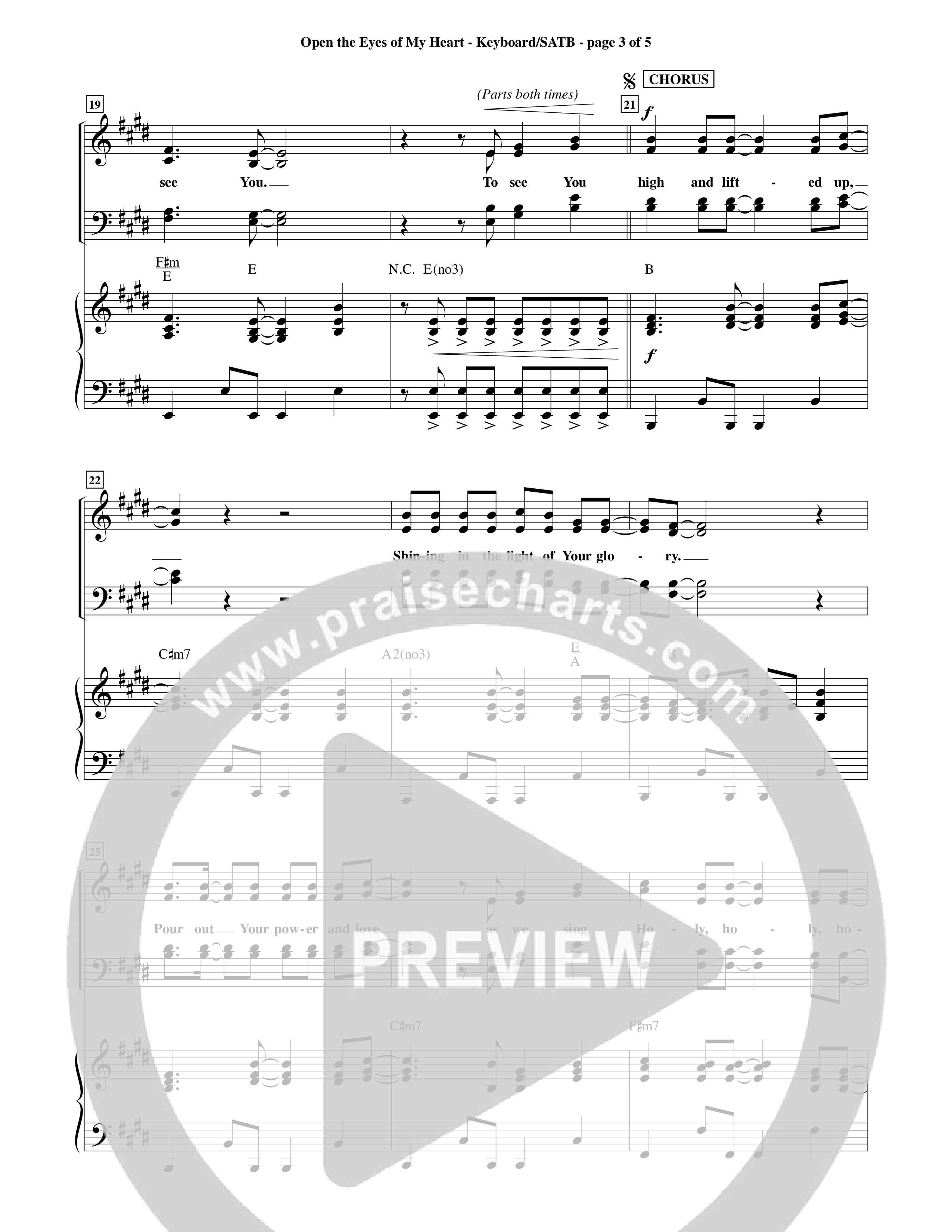 Open The Eyes Of My Heart (Choral Anthem SATB) Keyboard/Vocal (SATB) (Word Music Choral / Orch. Billy Payne)