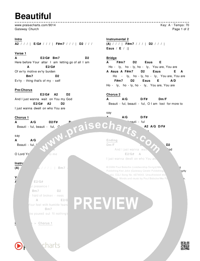 Beautiful Chords & Lyrics (Gateway Worship)