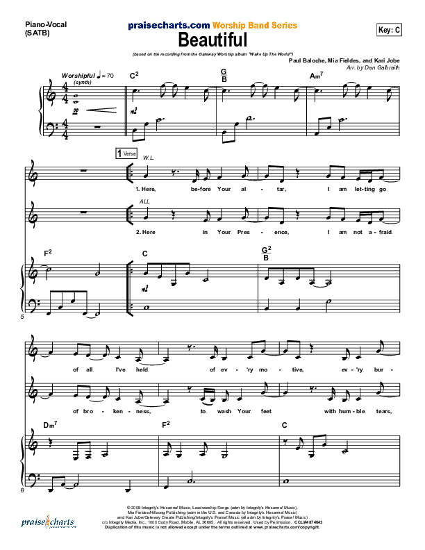 Beautiful Piano/Vocal (Gateway Worship)