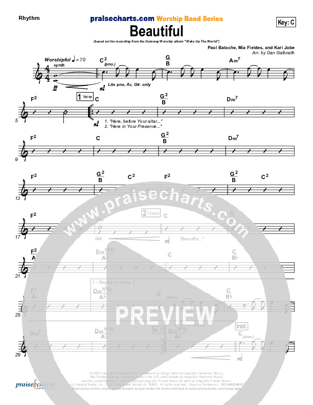 Beautiful Rhythm Chart (Gateway Worship)