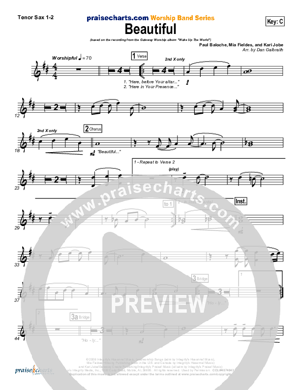 Beautiful Tenor Sax 1/2 (Gateway Worship)