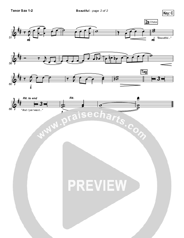 Beautiful Tenor Sax 1/2 (Gateway Worship)