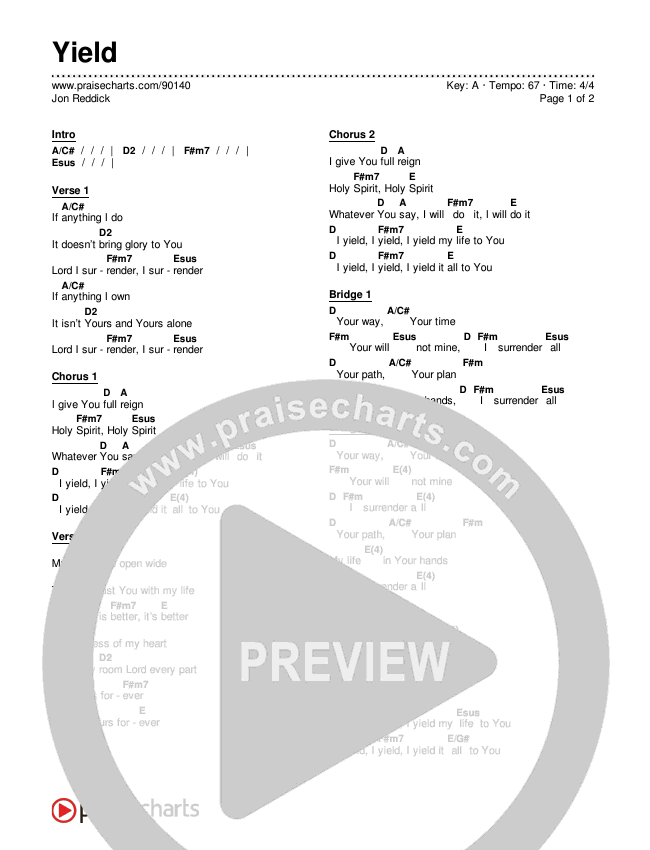Yield Chords & Lyrics (Jon Reddick)