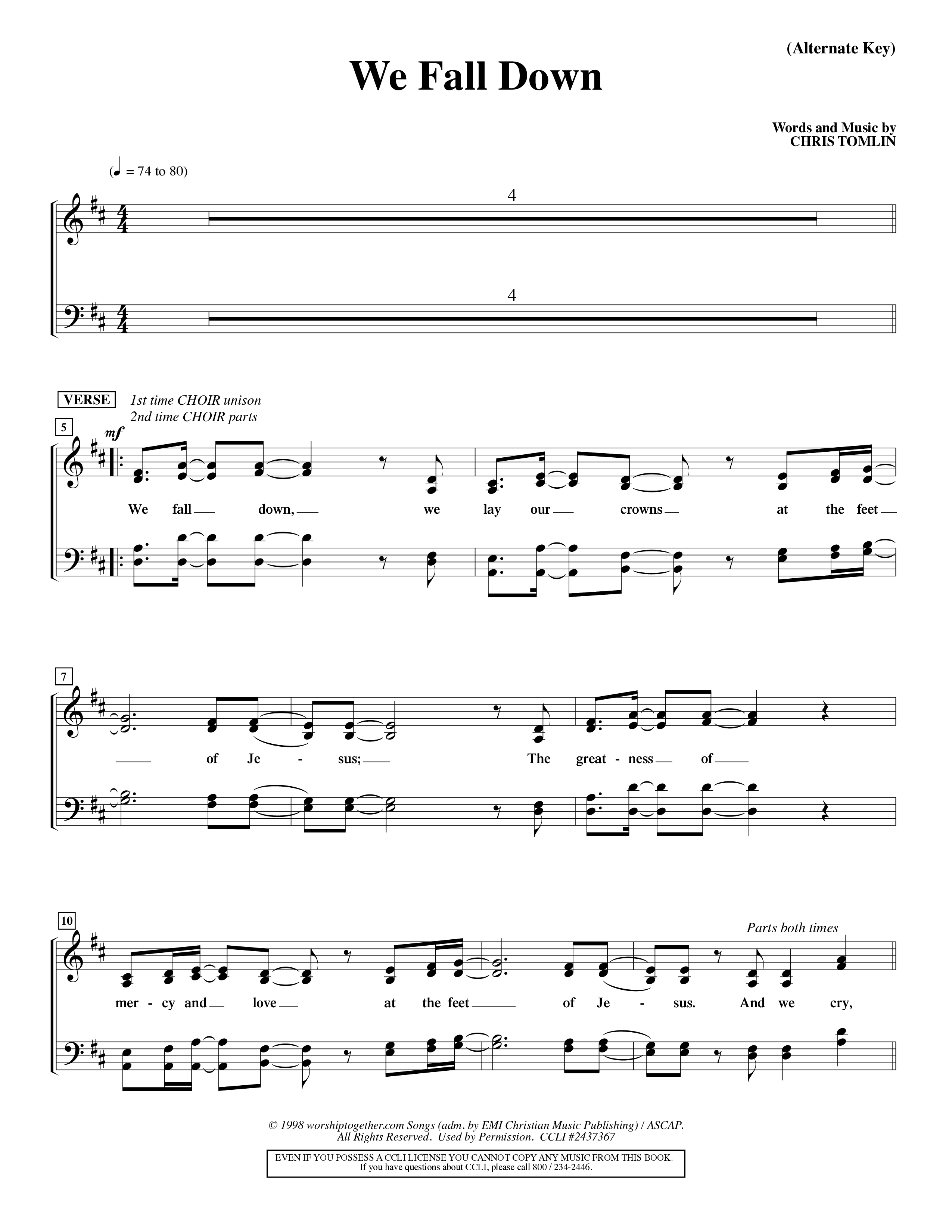 We Fall Down (Choral Anthem SATB) Choir Sheet (SATB) (Word Music Choral / Orch. Keith Wilbanks / Orch. Keith Christopher)