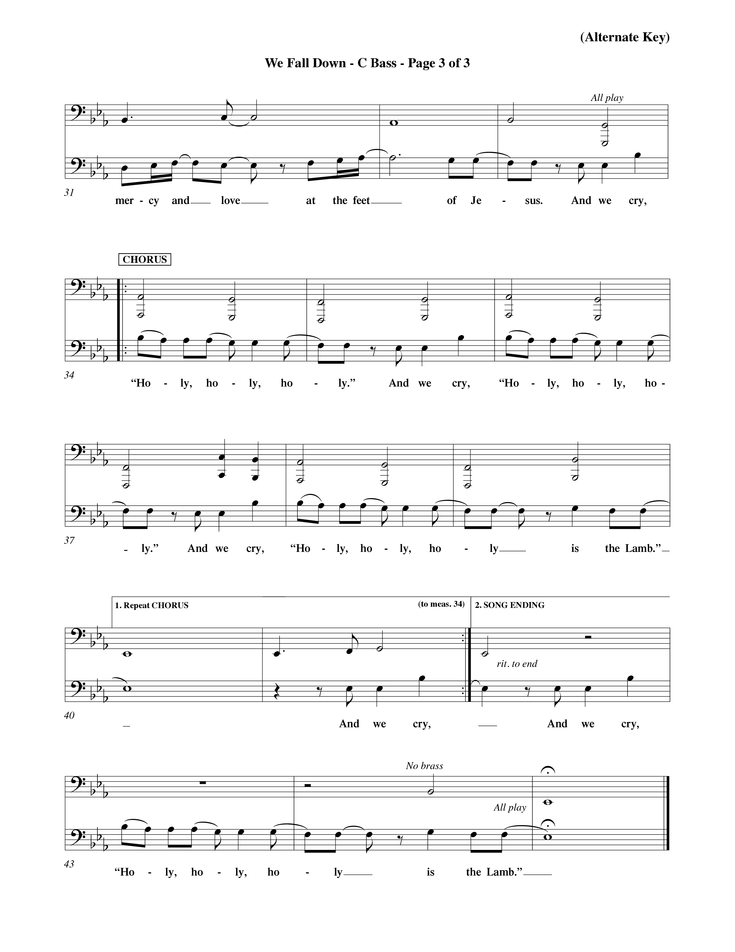 We Fall Down (Choral Anthem SATB) Contrabass (Word Music Choral / Orch. Keith Wilbanks / Orch. Keith Christopher)