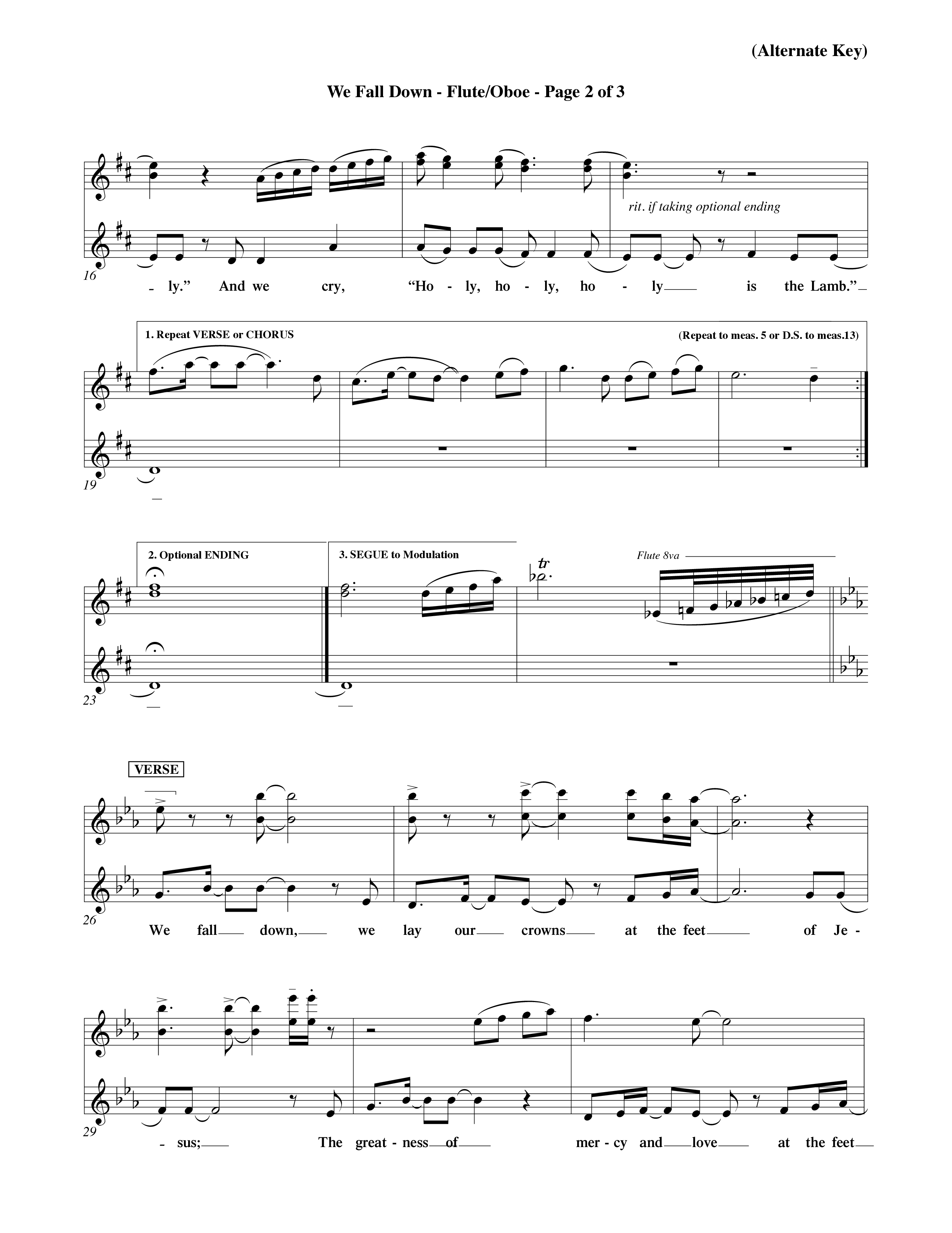 We Fall Down (Choral Anthem SATB) Flute/Oboe (Word Music Choral / Orch. Keith Wilbanks / Orch. Keith Christopher)