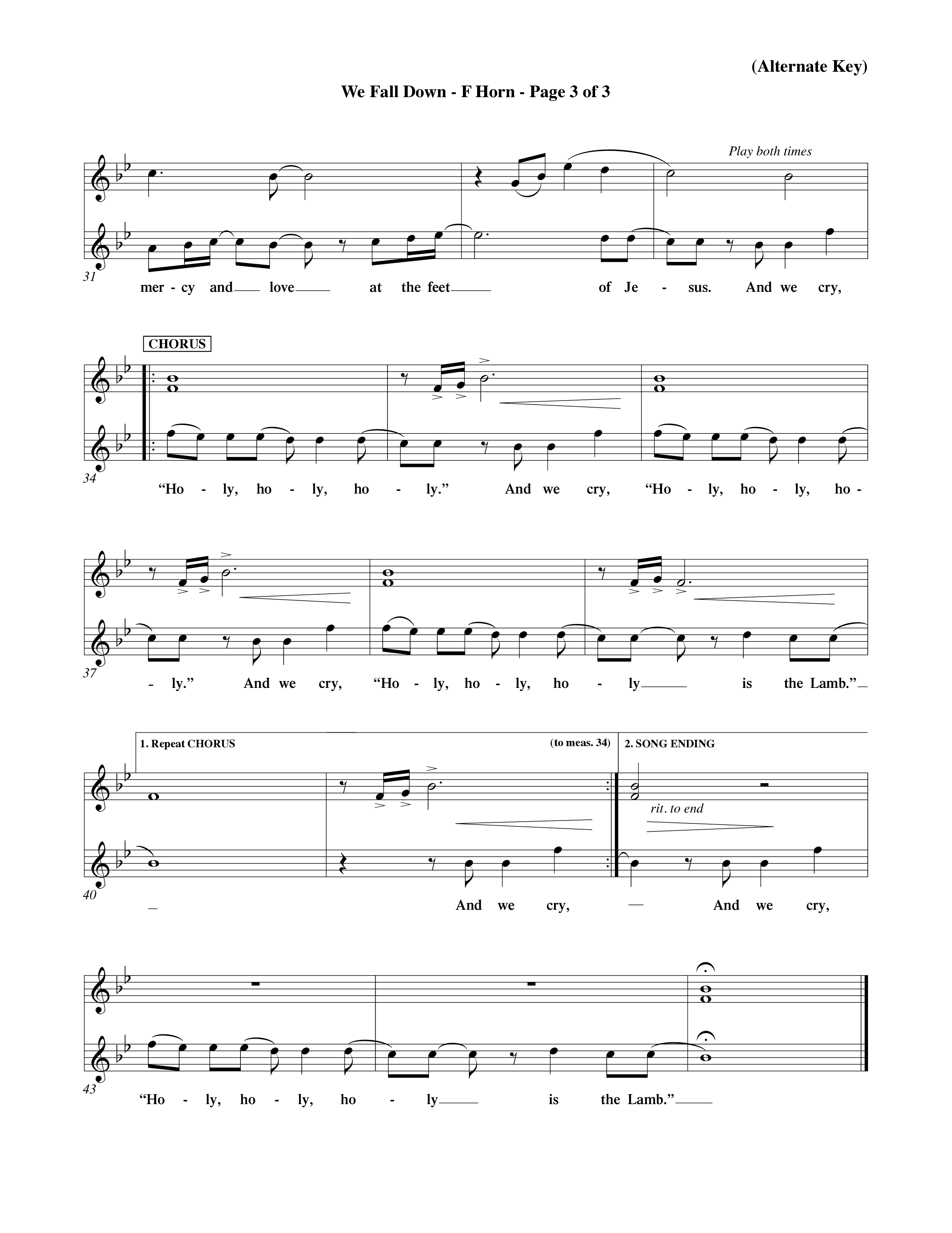 We Fall Down (Choral Anthem SATB) French Horn (Word Music Choral / Orch. Keith Wilbanks / Orch. Keith Christopher)