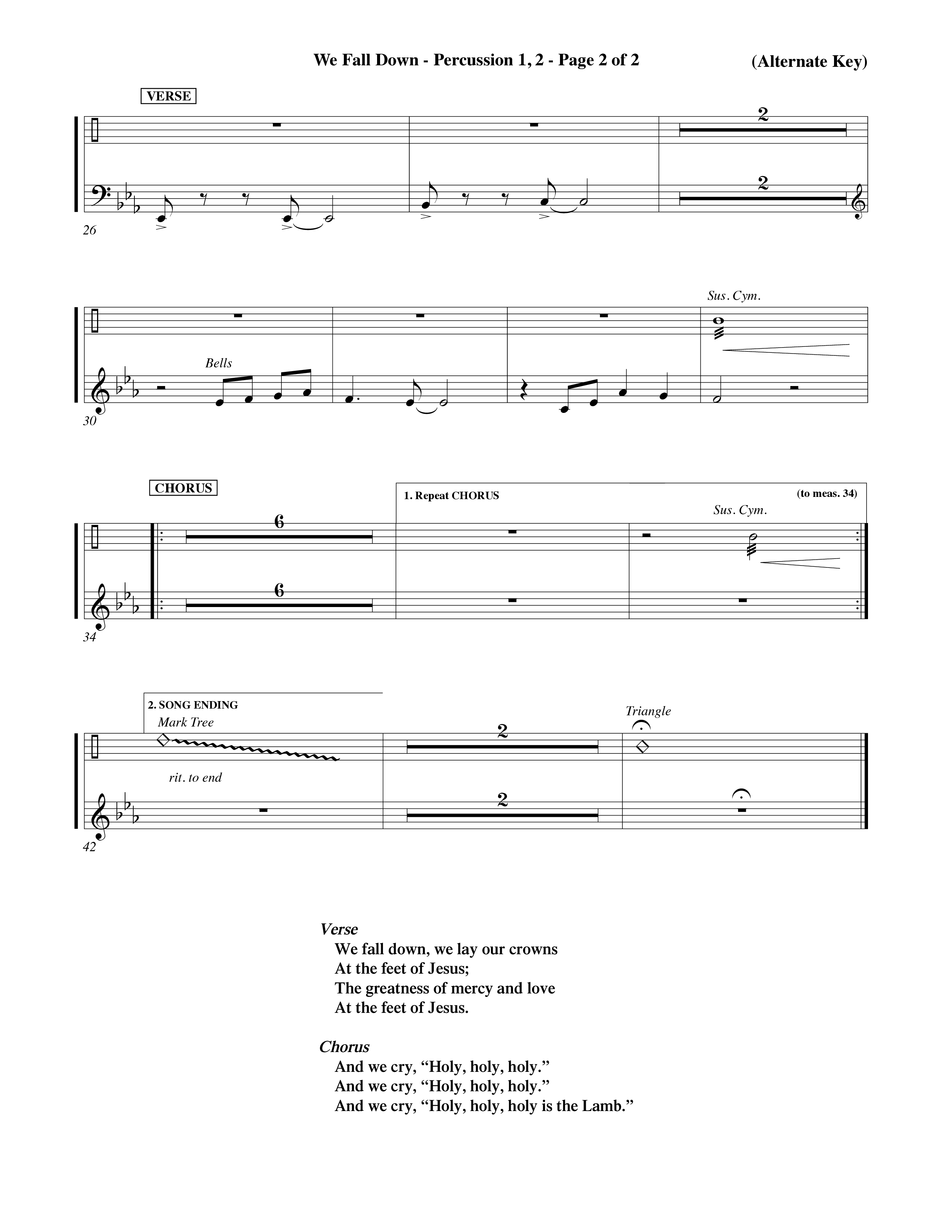 We Fall Down (Choral Anthem SATB) Percussion 1/2 (Word Music Choral / Orch. Keith Wilbanks / Orch. Keith Christopher)