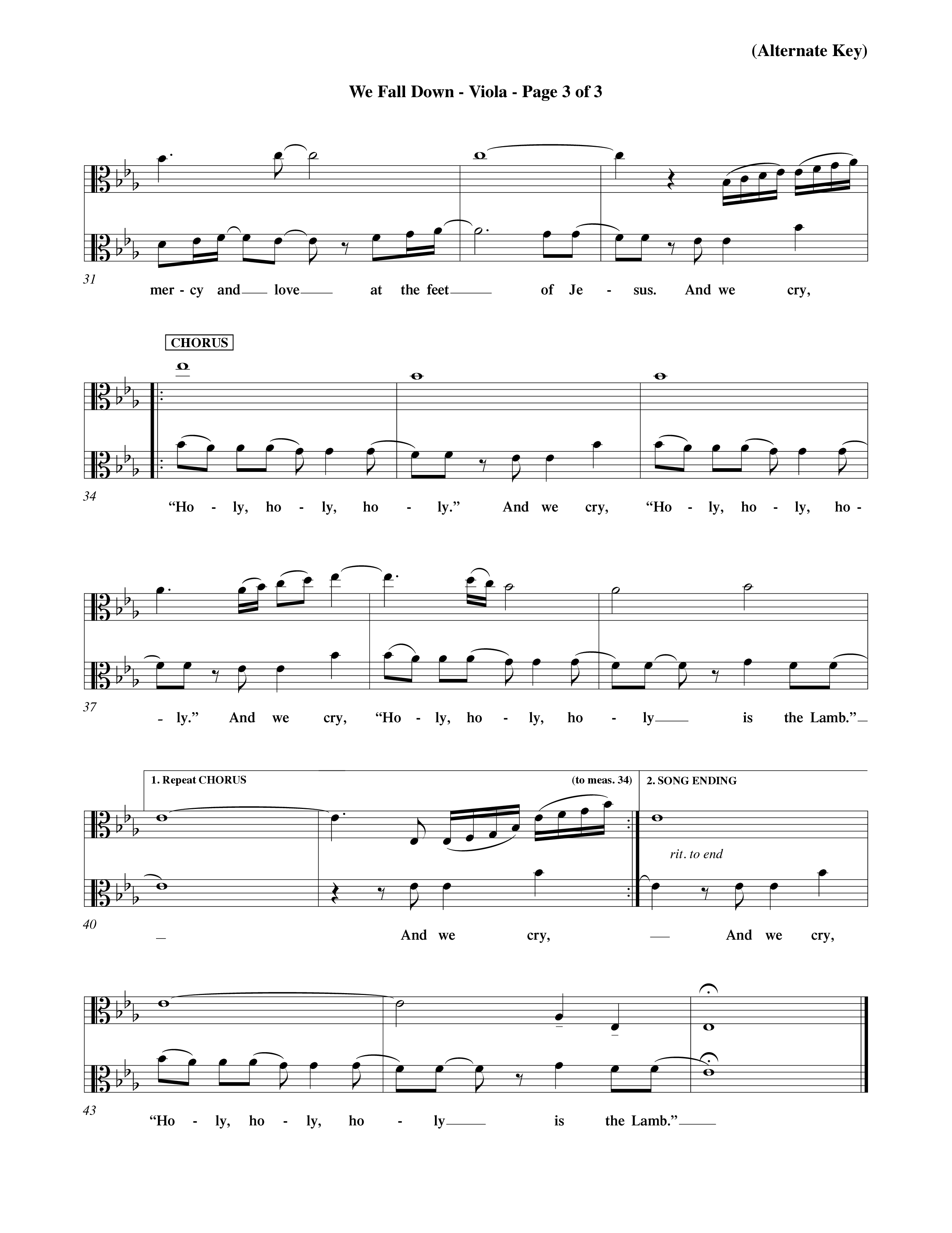 We Fall Down (Choral Anthem SATB) Viola (Word Music Choral / Orch. Keith Wilbanks / Orch. Keith Christopher)