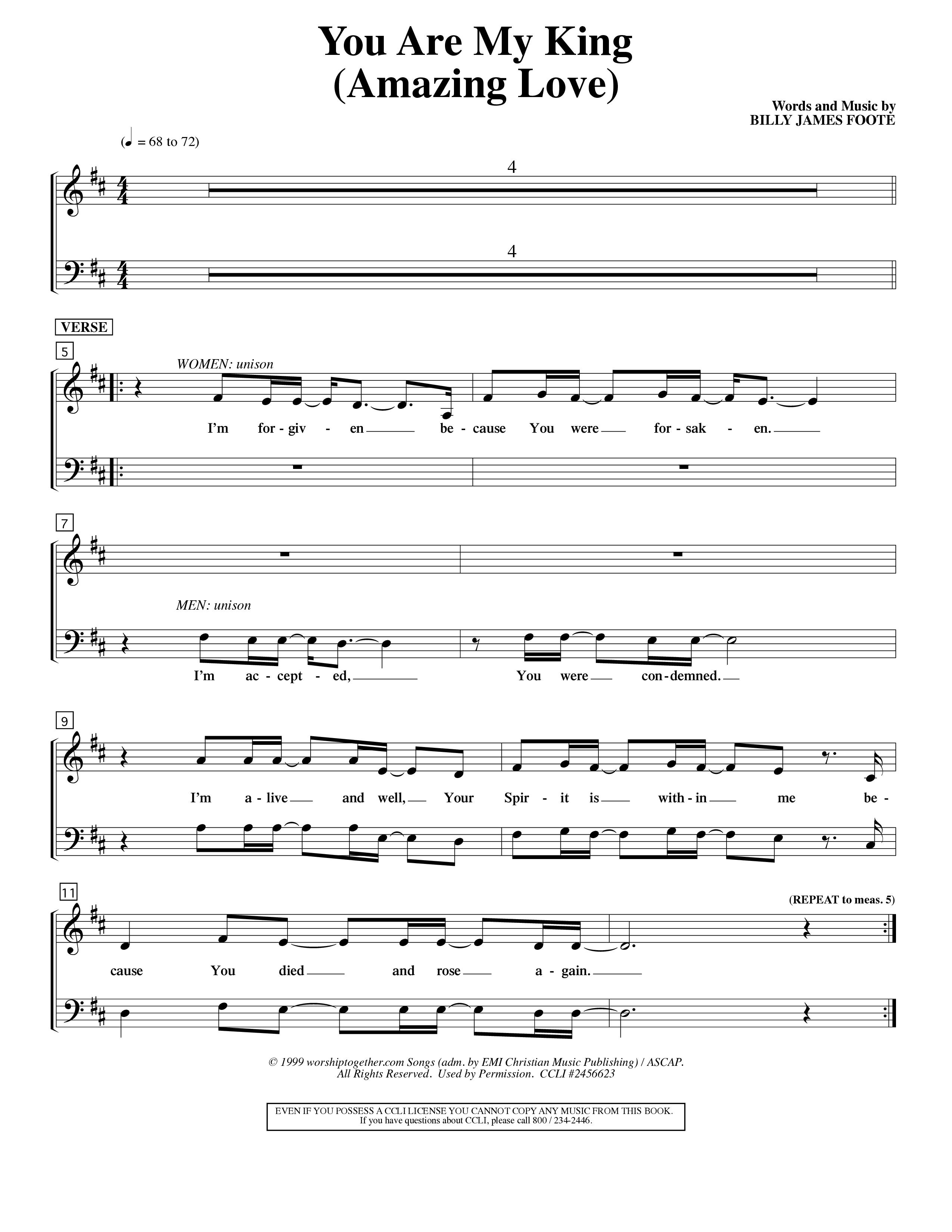 You Are My King (Amazing Love) (Choral Anthem SATB) Choir Sheet (SATB) (Word Music Choral / Orch. Billy Payne)