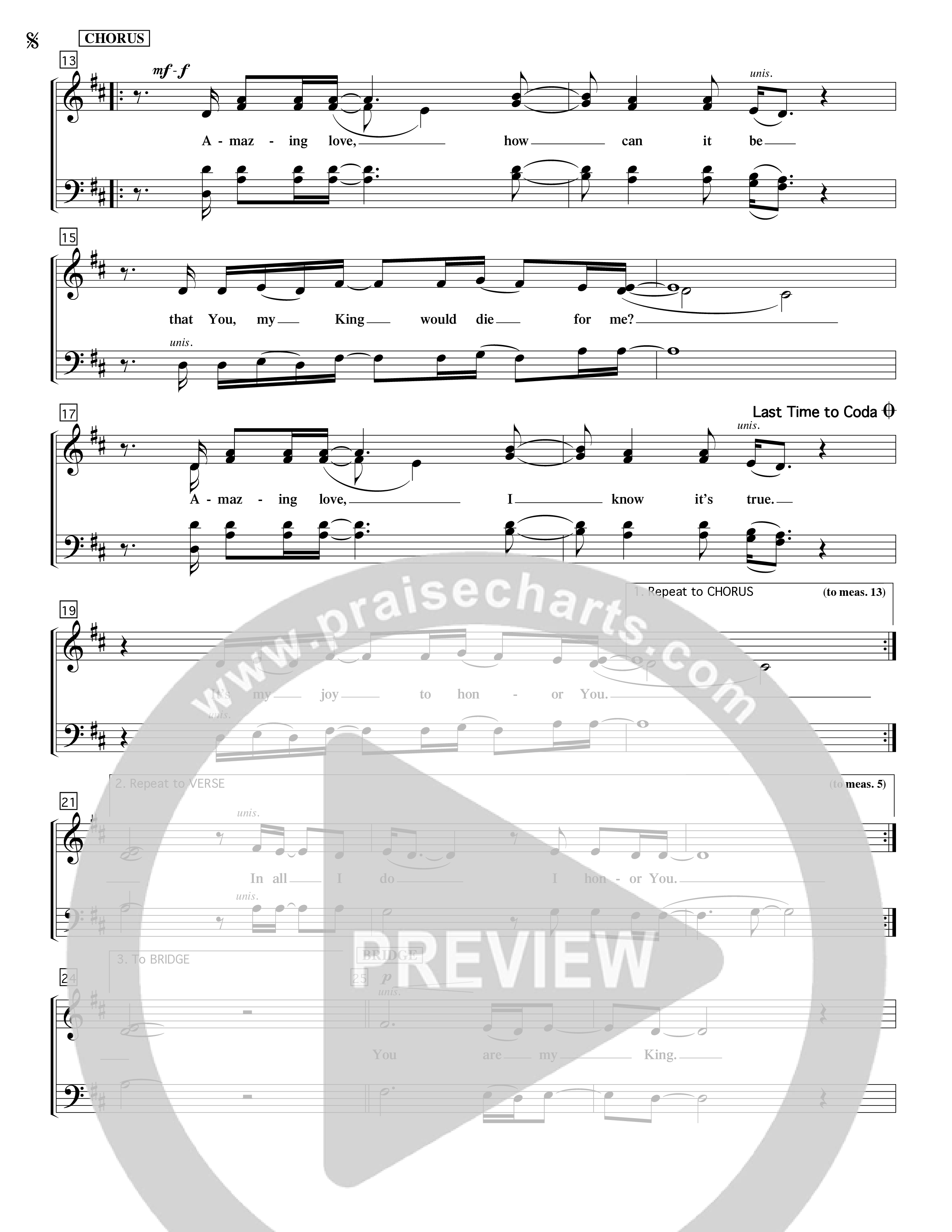 You Are My King (Amazing Love) (Choral Anthem SATB) Choir Sheet (SATB) (Word Music Choral / Orch. Billy Payne)