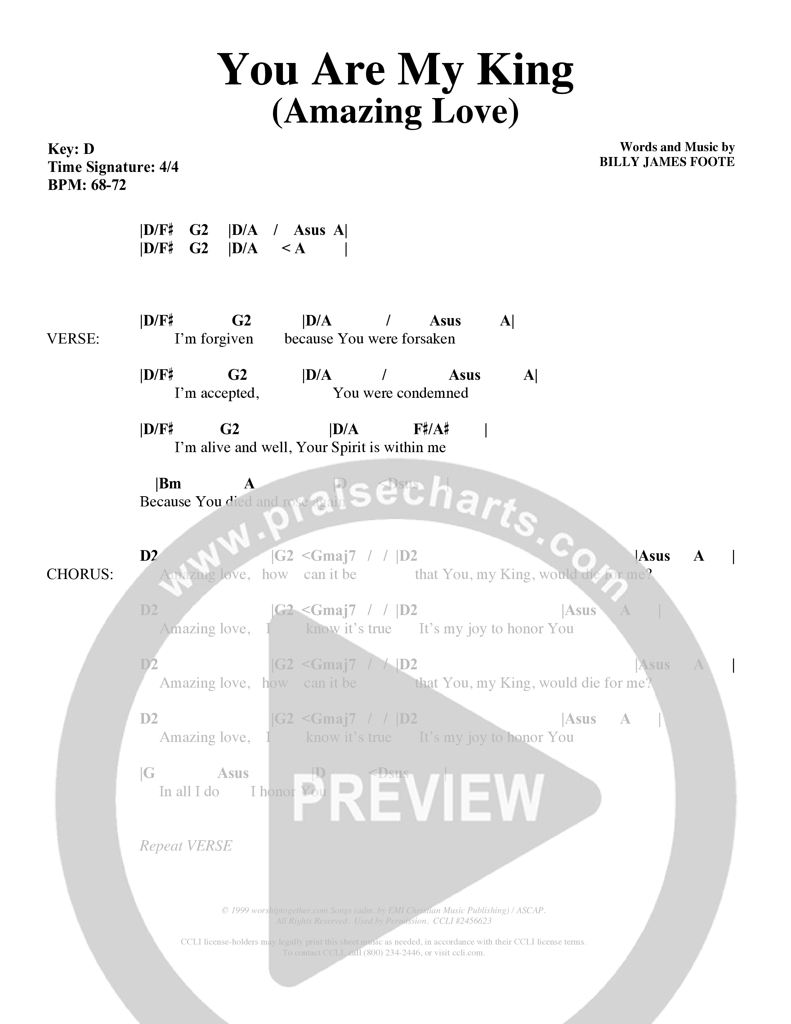 You Are My King (Amazing Love) (Choral Anthem SATB) Chords & Lyrics (Word Music Choral / Orch. Billy Payne)