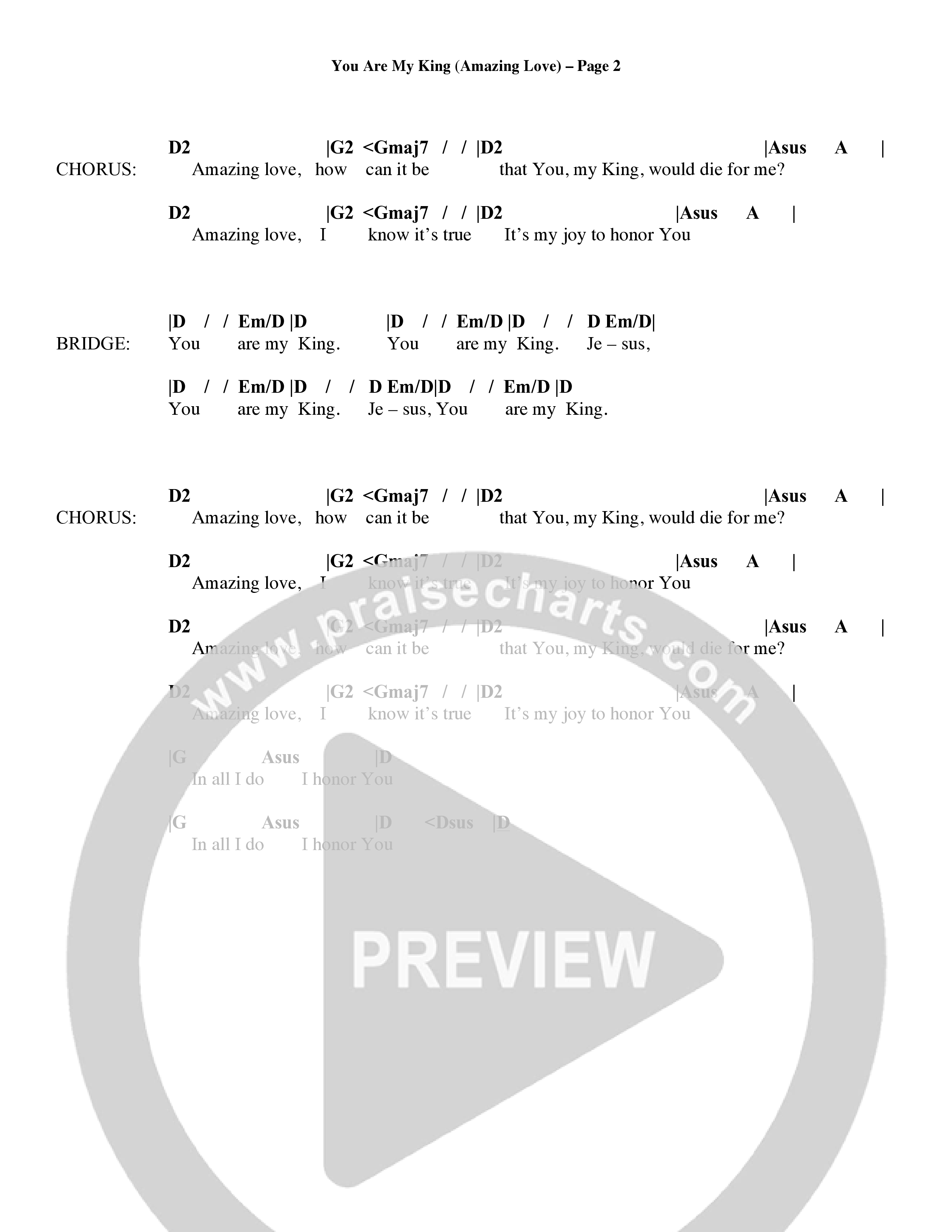 You Are My King (Amazing Love) (Choral Anthem SATB) Chords & Lyrics (Word Music Choral / Orch. Billy Payne)