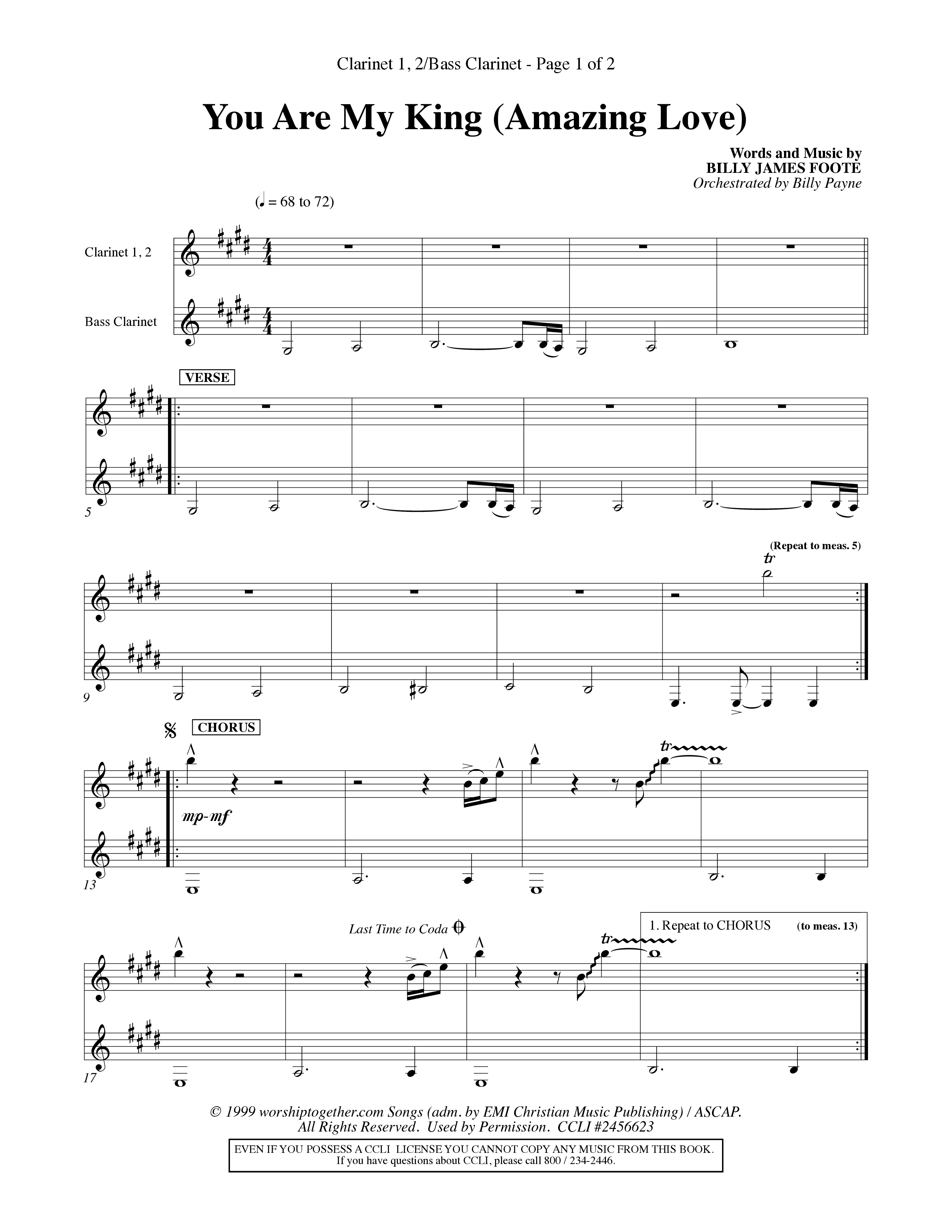 You Are My King (Amazing Love) (Choral Anthem SATB) Clarinet 1/2, Bass Clarinet (Word Music Choral / Orch. Billy Payne)