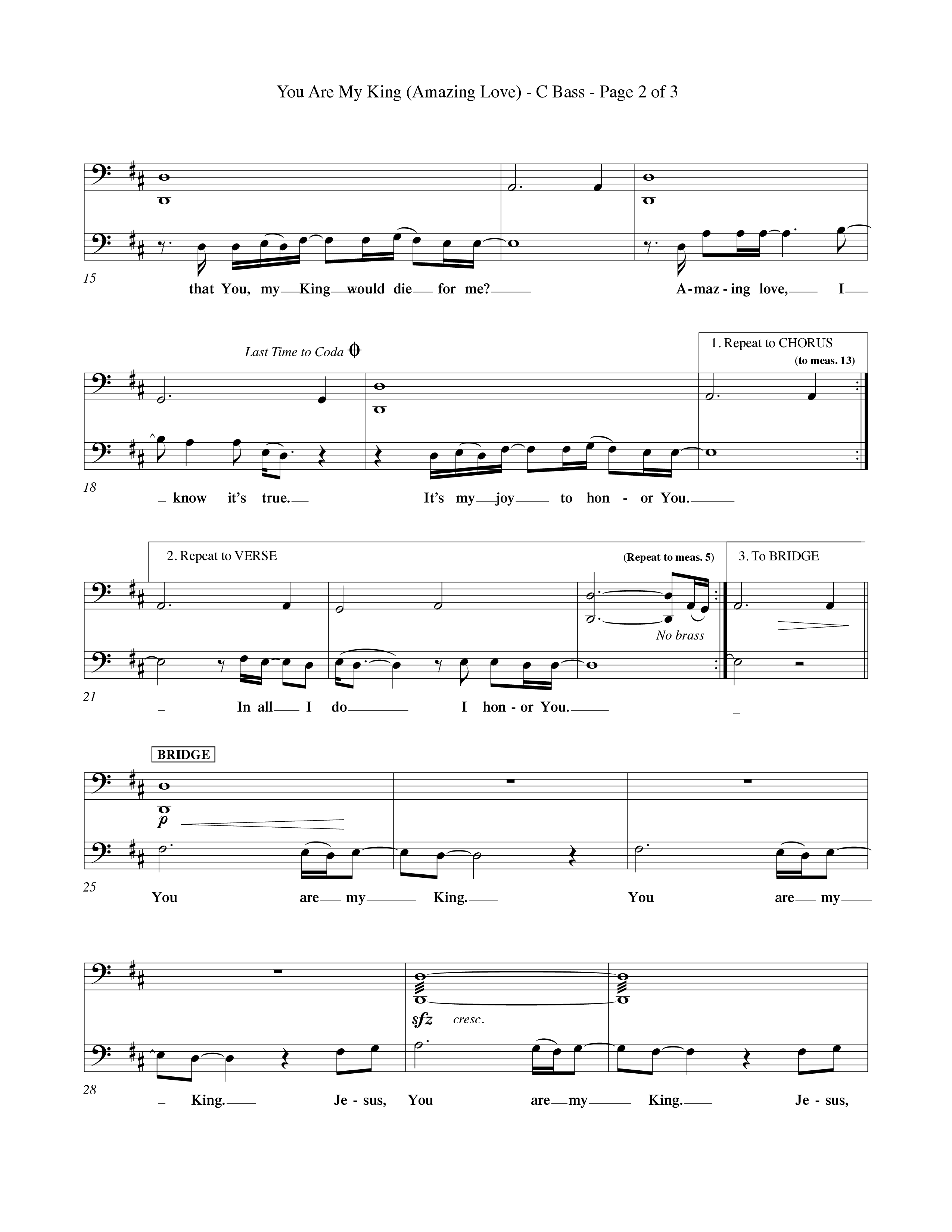 You Are My King (Amazing Love) (Choral Anthem SATB) Contrabass (Word Music Choral / Orch. Billy Payne)