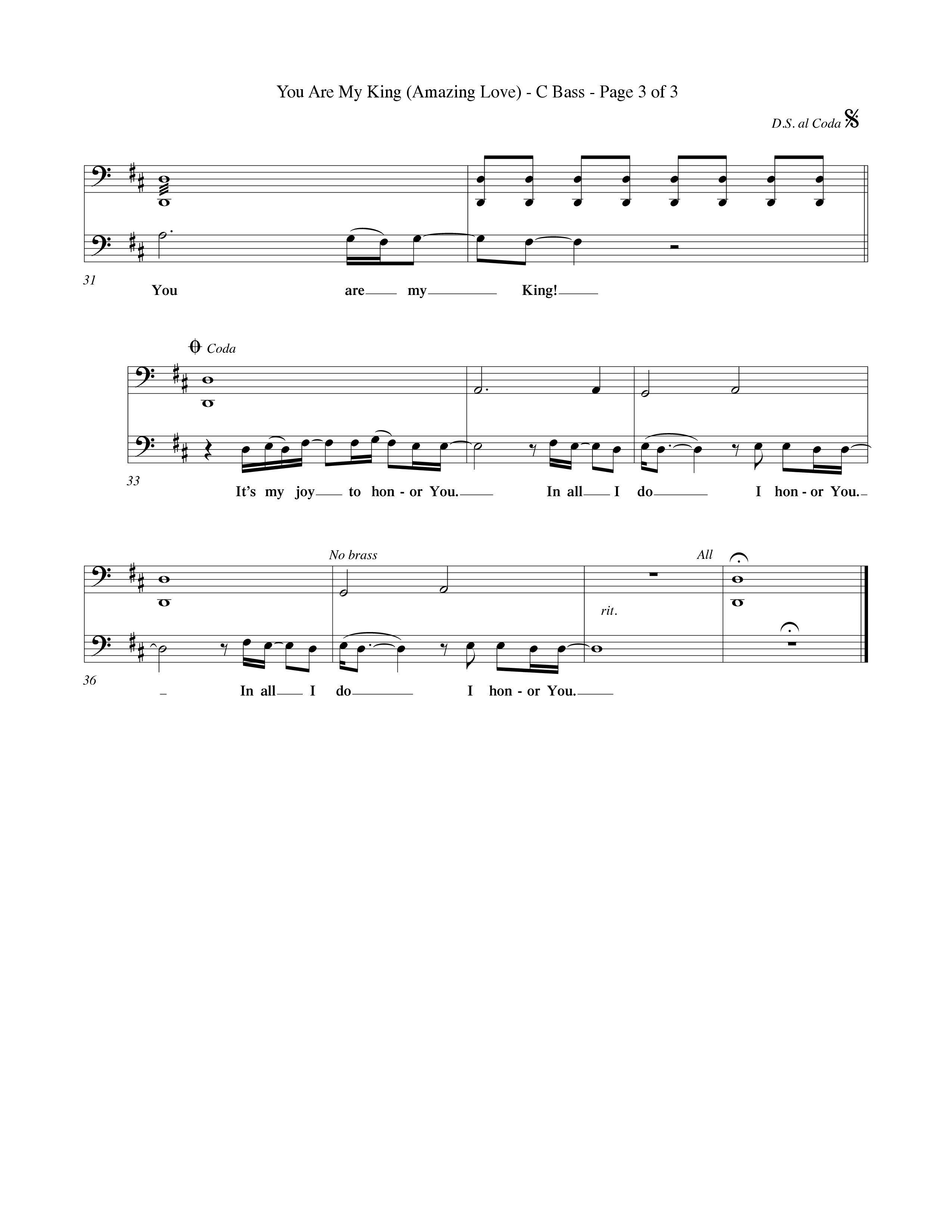 You Are My King (Amazing Love) (Choral Anthem SATB) Contrabass (Word Music Choral / Orch. Billy Payne)