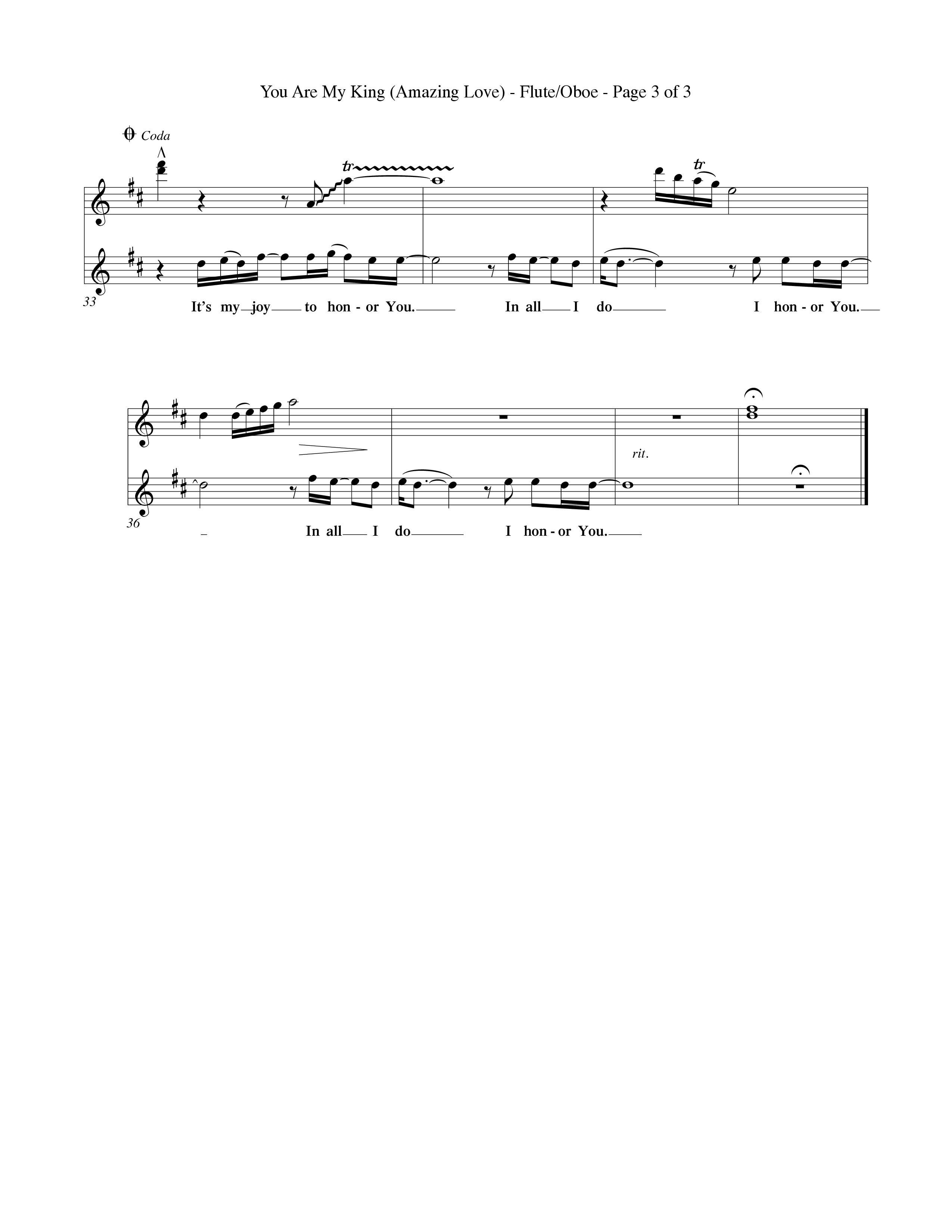You Are My King (Amazing Love) (Choral Anthem SATB) Flute/Oboe (Word Music Choral / Orch. Billy Payne)