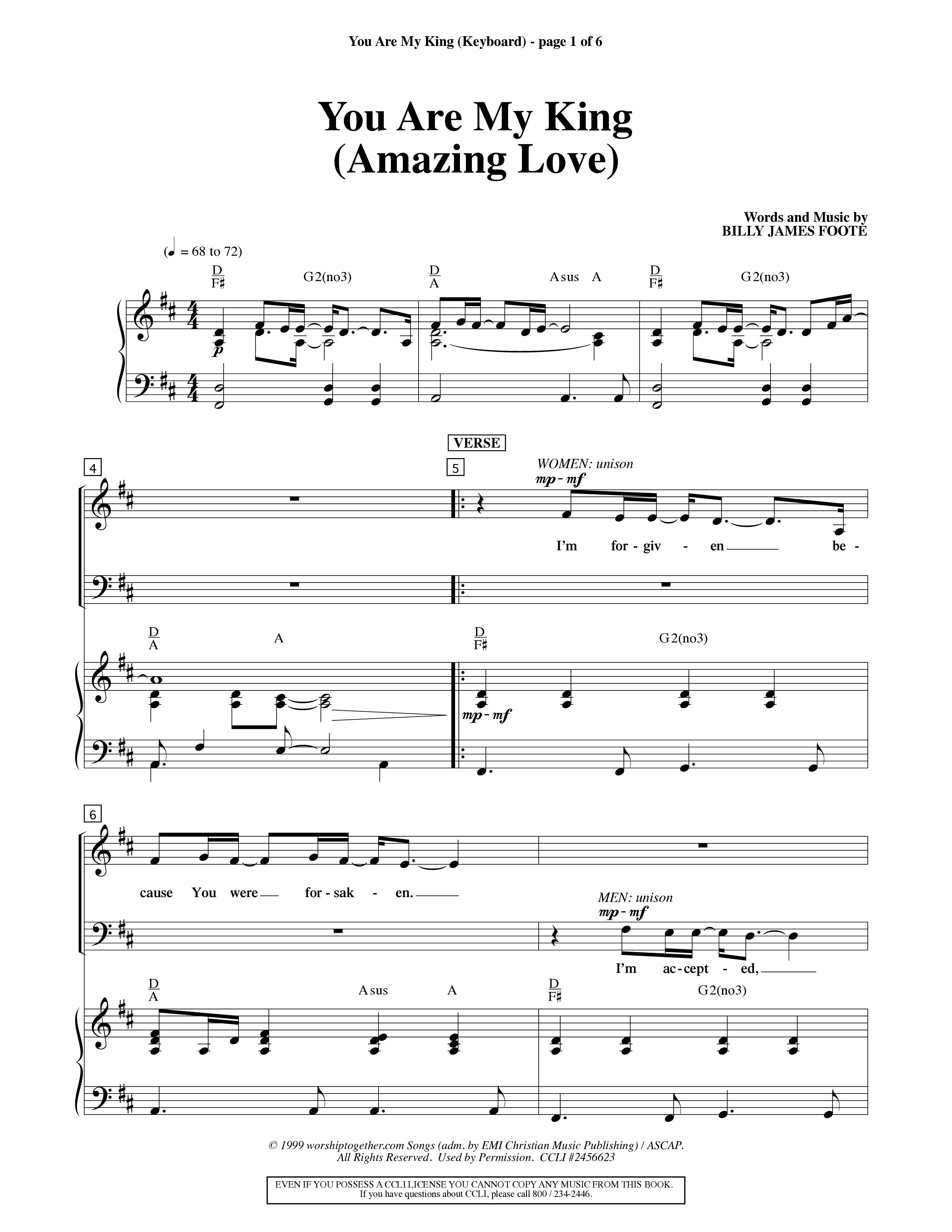 You Are My King (Amazing Love) (Choral Anthem SATB) Keyboard/Vocal (SATB) (Word Music Choral / Orch. Billy Payne)