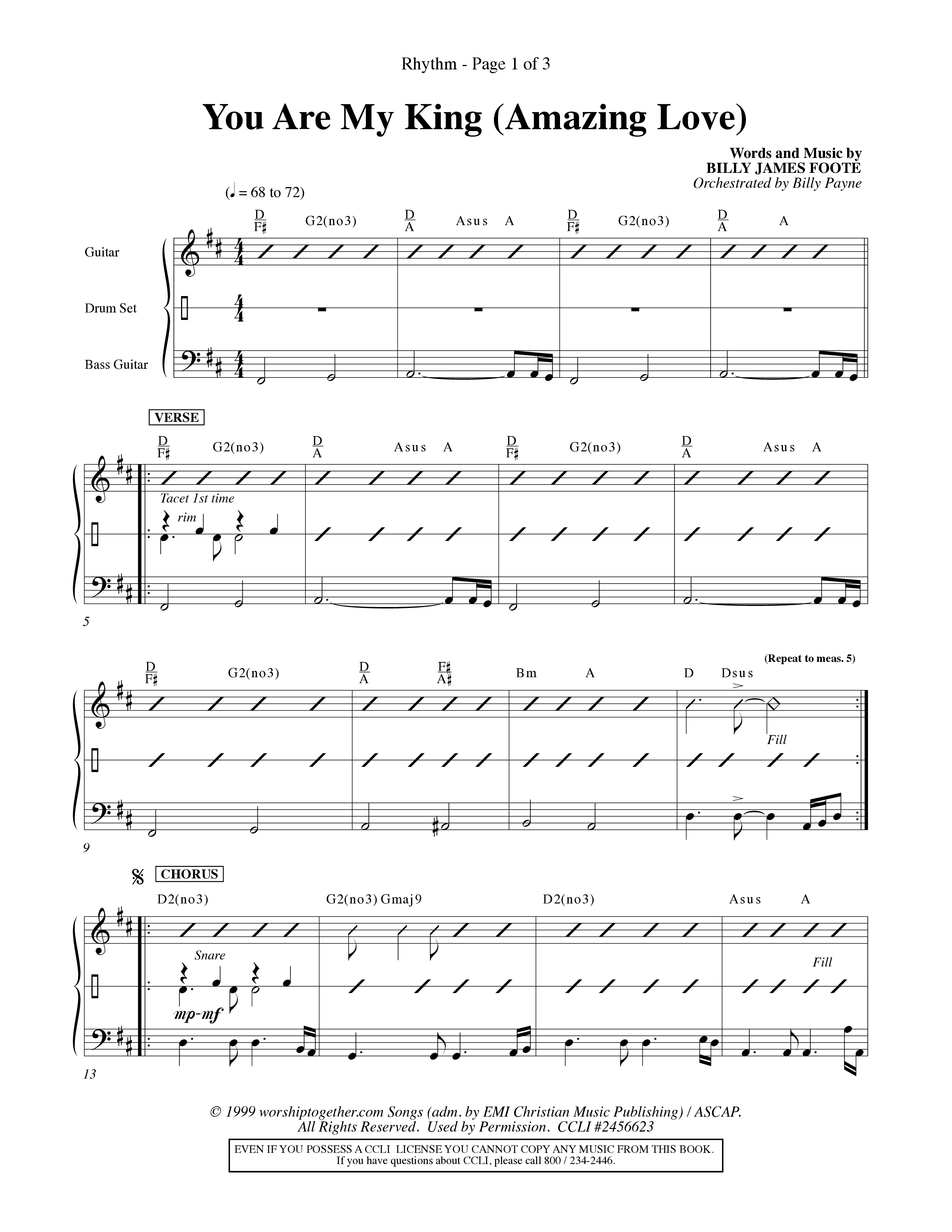 You Are My King (Amazing Love) (Choral Anthem SATB) Rhythm Chart (Word Music Choral / Orch. Billy Payne)