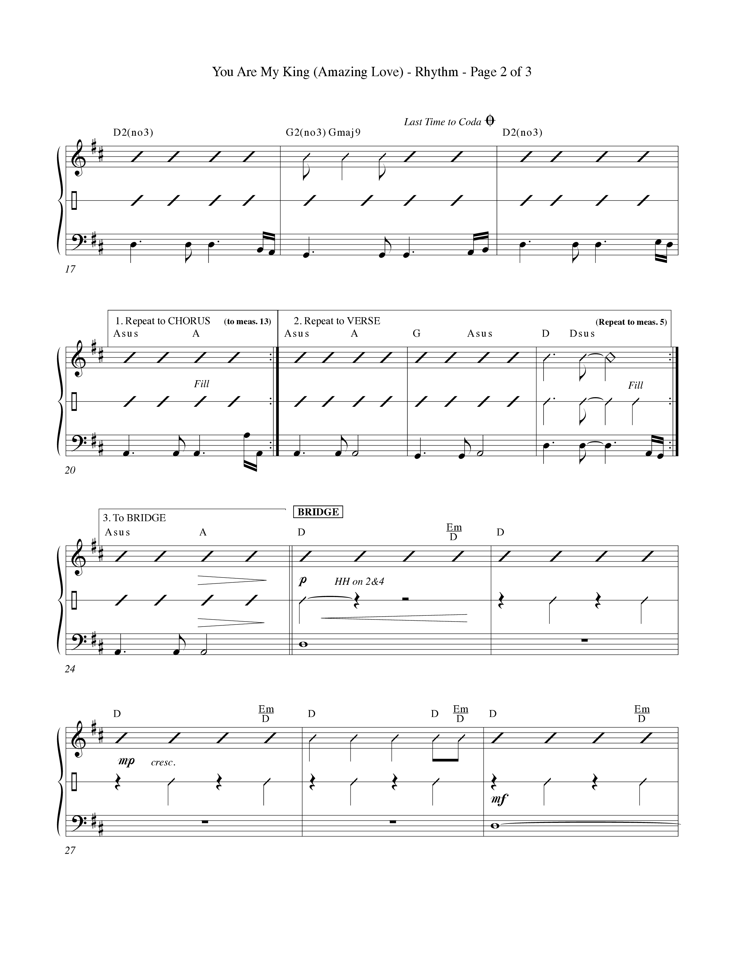 You Are My King (Amazing Love) (Choral Anthem SATB) Rhythm Chart (Word Music Choral / Orch. Billy Payne)