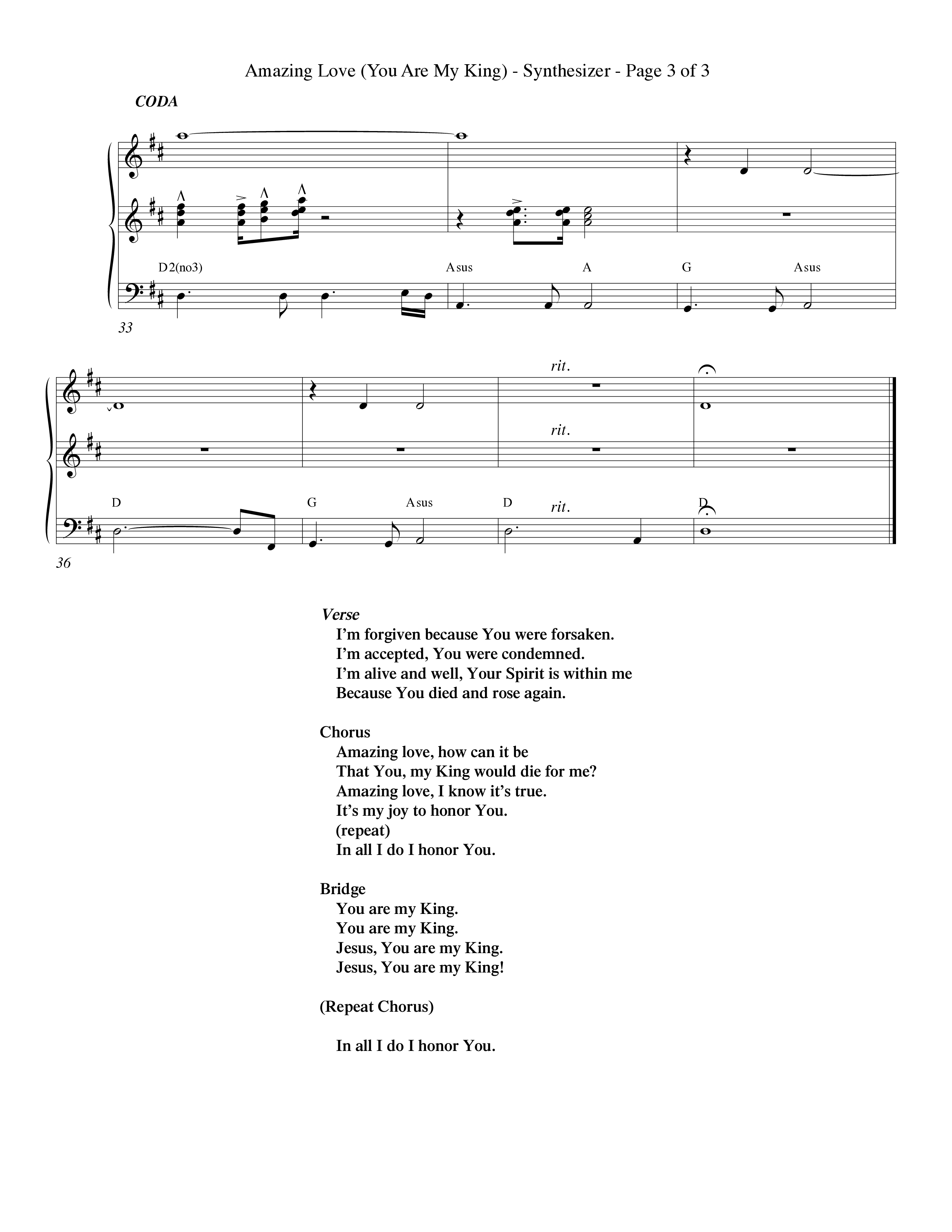 You Are My King (Amazing Love) (Choral Anthem SATB) Synth (Word Music Choral / Orch. Billy Payne)