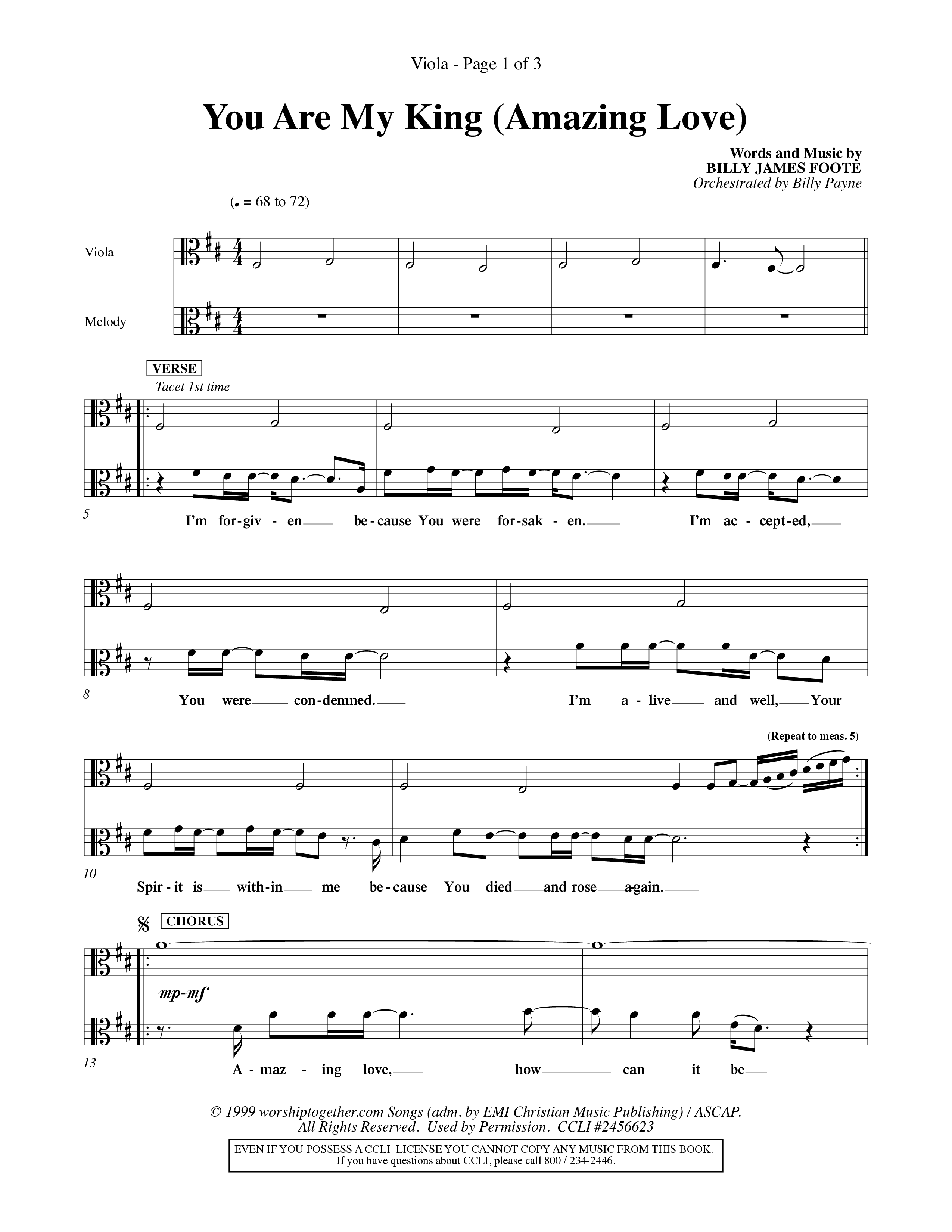 You Are My King (Amazing Love) (Choral Anthem SATB) Viola (Word Music Choral / Orch. Billy Payne)