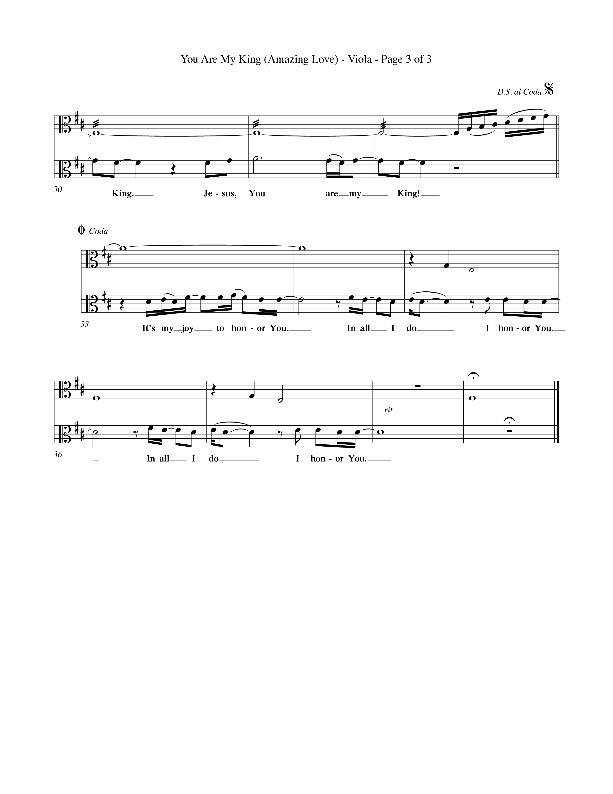 You Are My King (Amazing Love) (Choral Anthem SATB) Viola (Word Music Choral / Orch. Billy Payne)