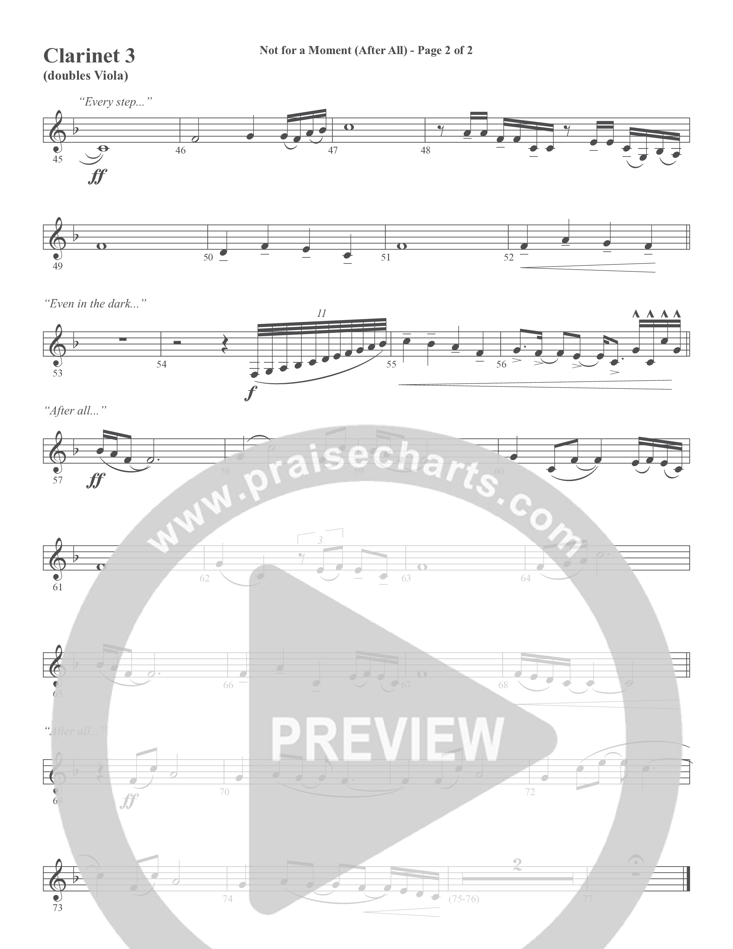Not For A Moment (After All) (Choral Anthem SATB) Clarinet 3 (Word Music Choral / Arr. Cliff Duren)