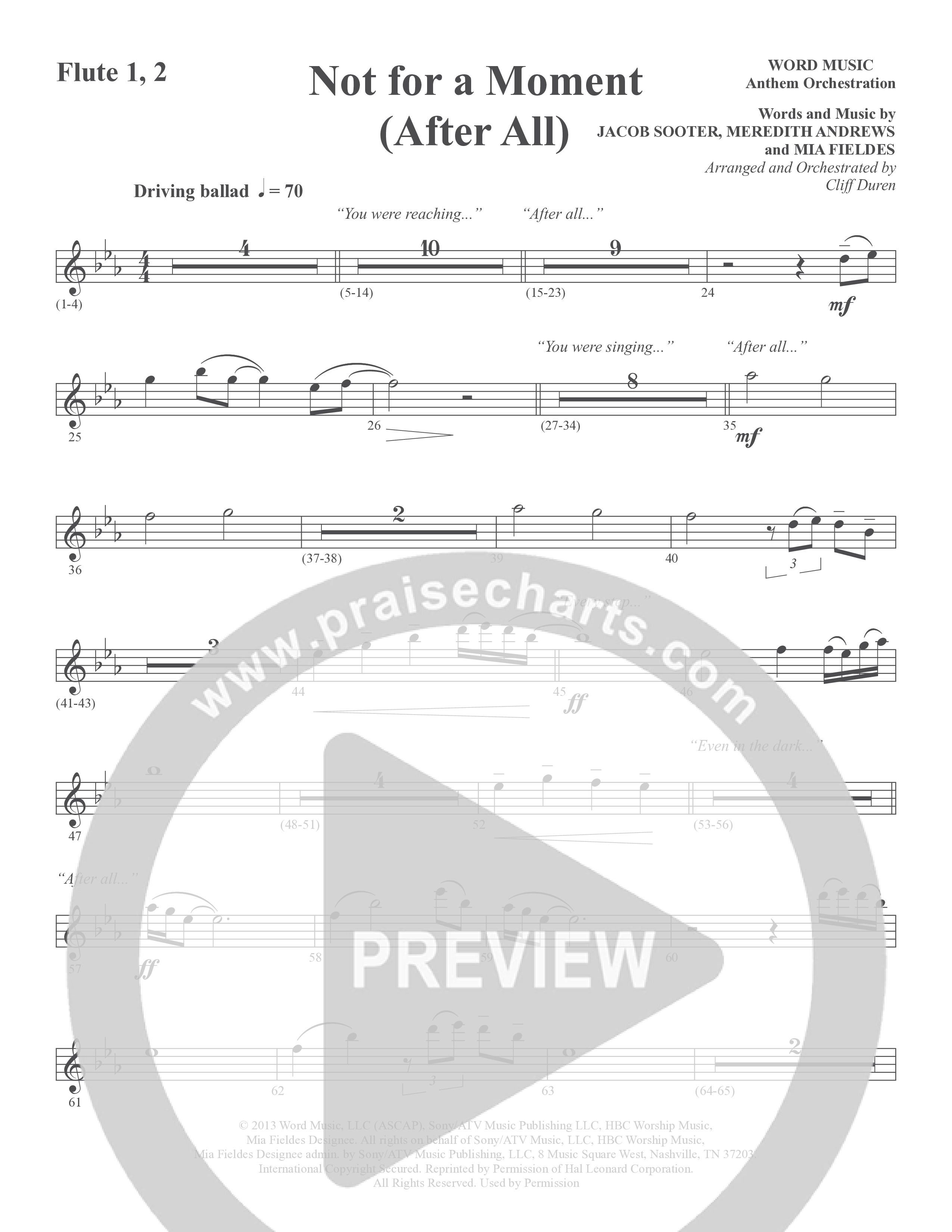 Not For A Moment (After All) (Choral Anthem SATB) Flute 1/2 (Word Music Choral / Arr. Cliff Duren)