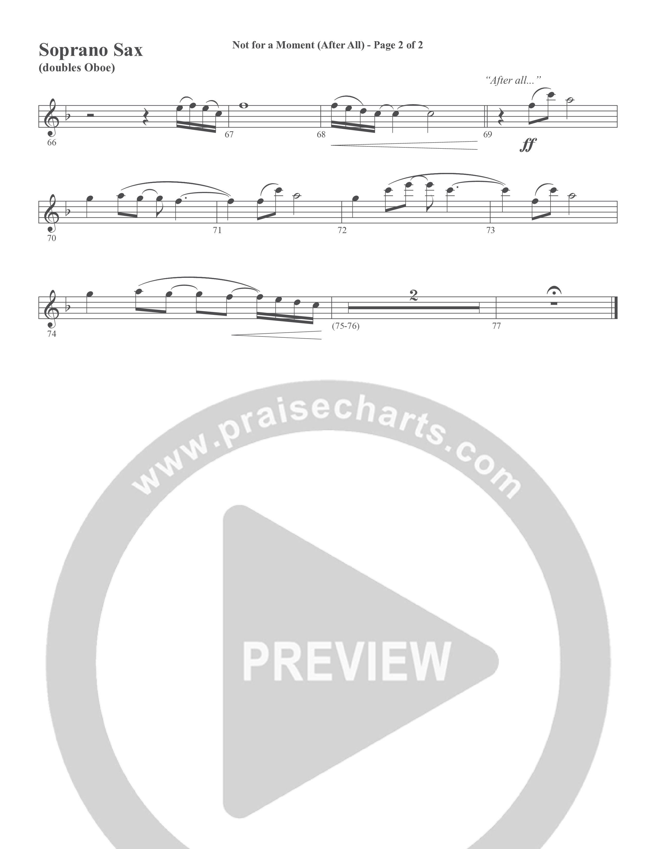 Not For A Moment (After All) (Choral Anthem SATB) Soprano Sax (Word Music Choral / Arr. Cliff Duren)