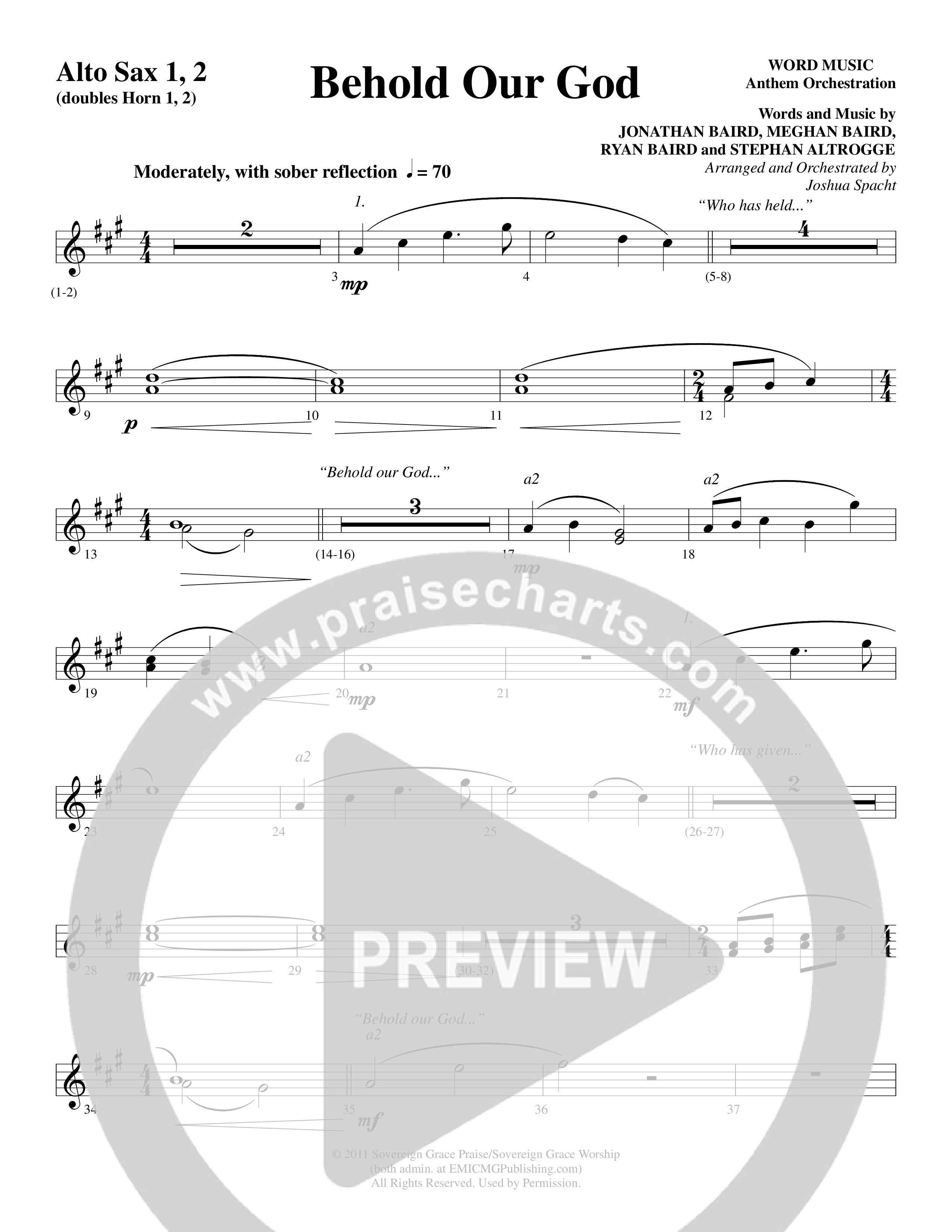 Behold Our God (Choral Anthem SATB) Alto Sax 1/2 (Word Music Choral / Arr. Joshua Spacht)