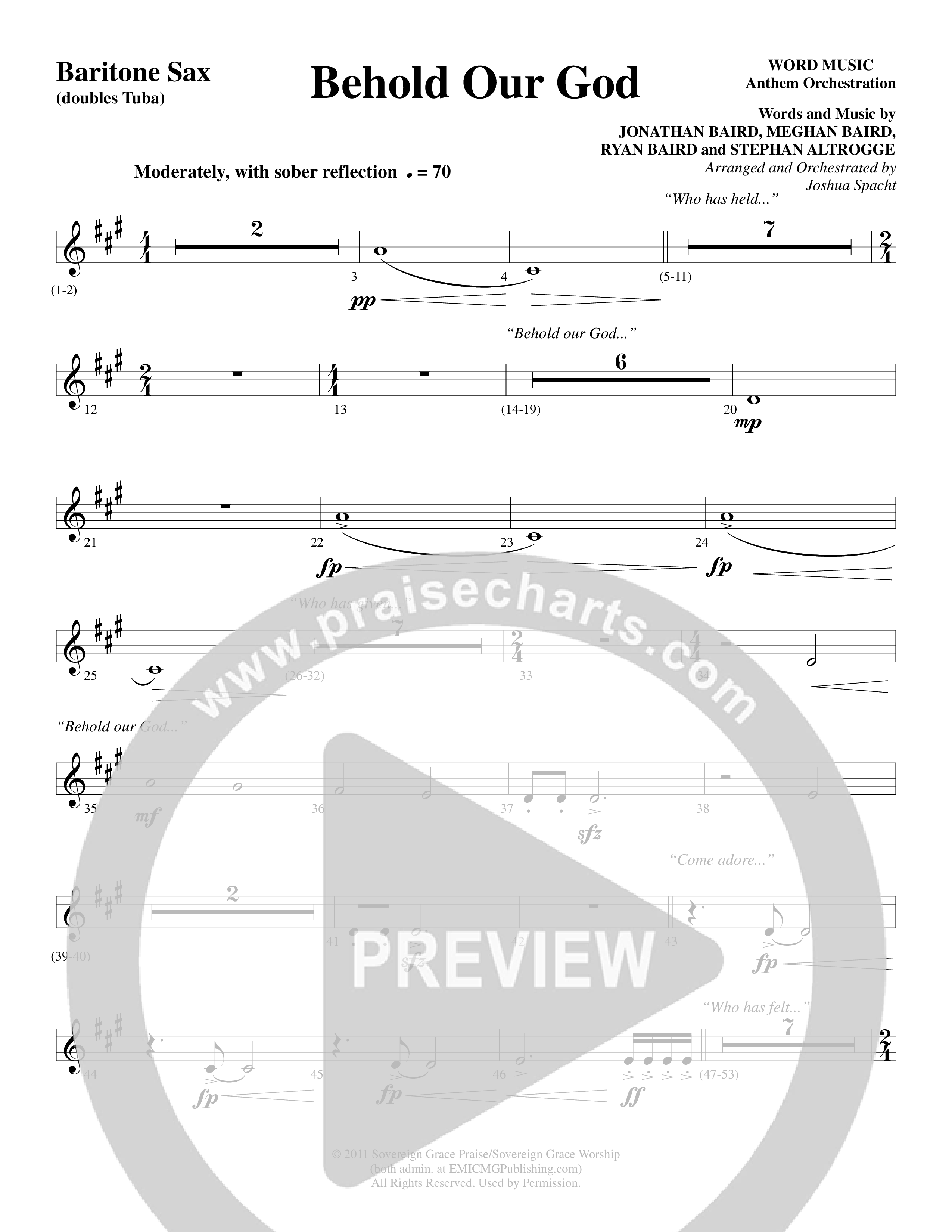 Behold Our God (Choral Anthem SATB) Bari Sax (Word Music Choral / Arr. Joshua Spacht)