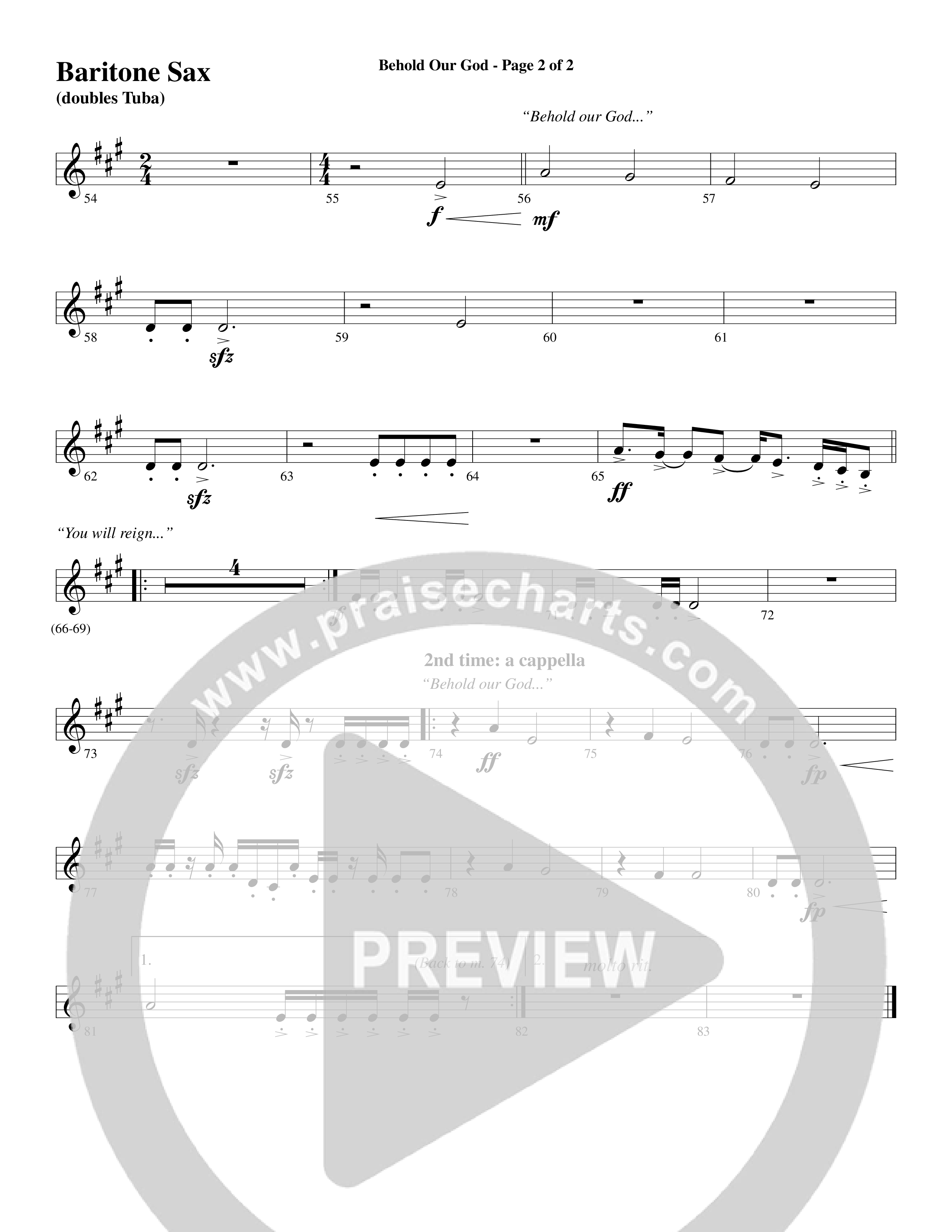 Behold Our God (Choral Anthem SATB) Bari Sax (Word Music Choral / Arr. Joshua Spacht)